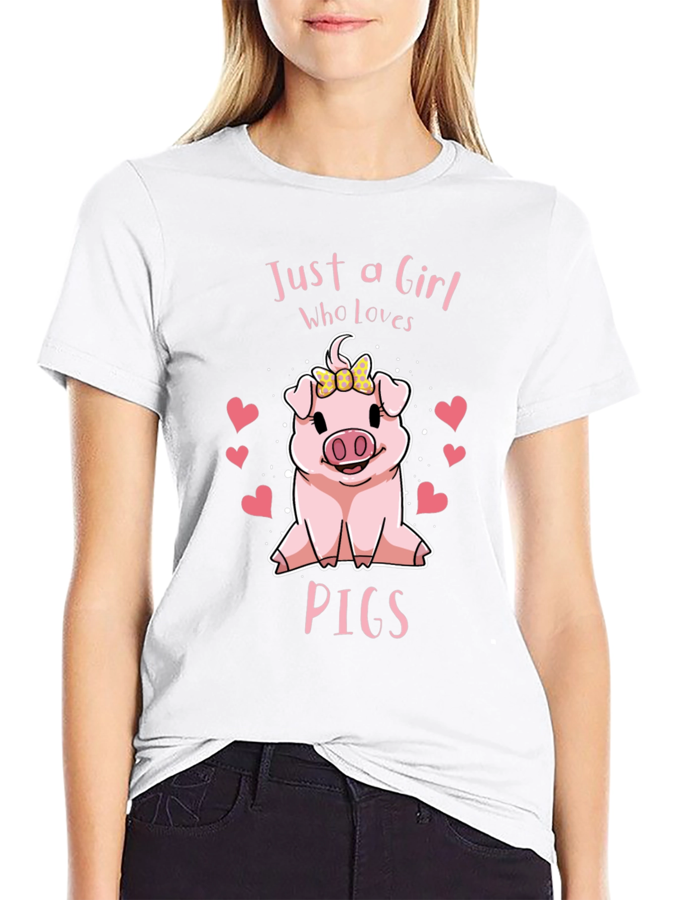 Camiseta Negra Just a Girl Who Loves Pigs