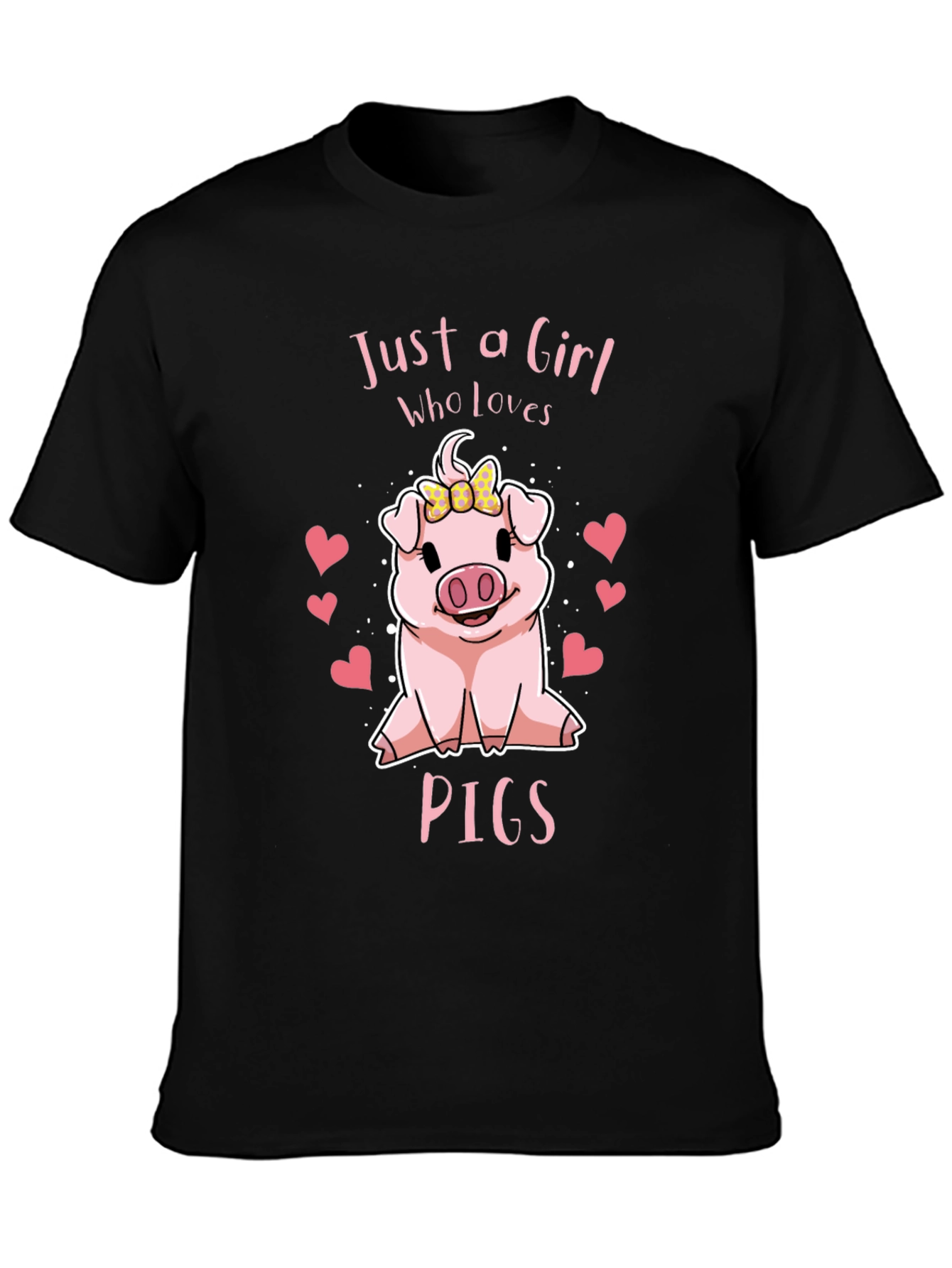 Camiseta Negra Just a Girl Who Loves Pigs