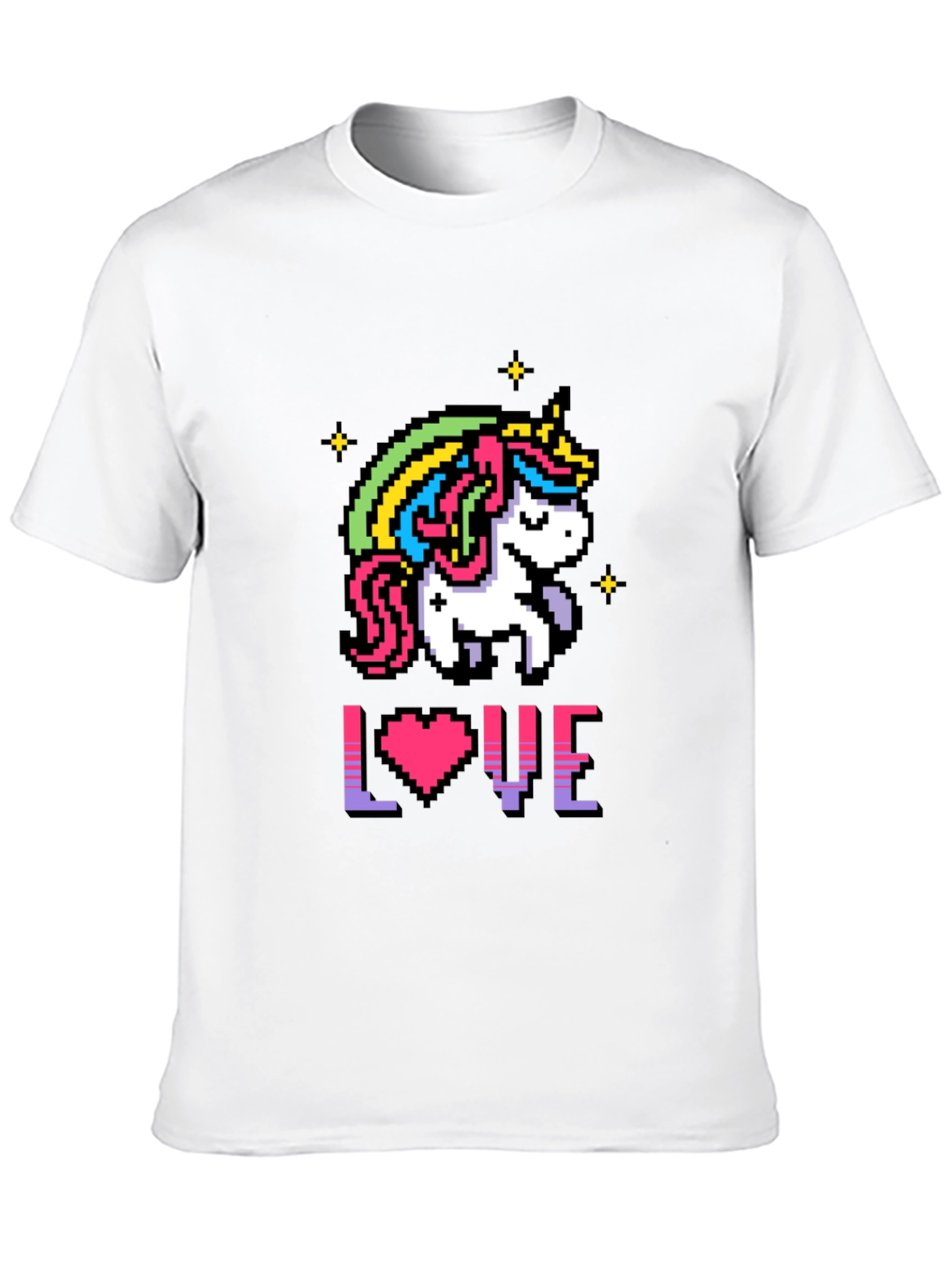 Camiseta Negra Unicornio Pixelado Amor