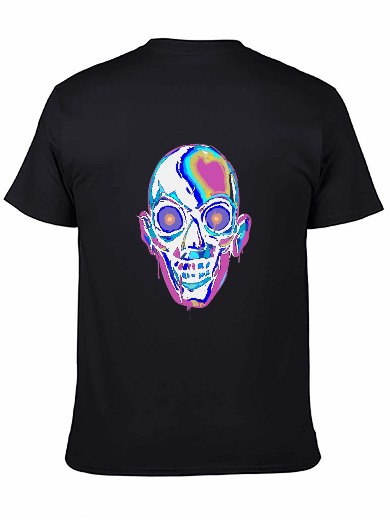 Camiseta Negra con Diseño de Calavera Psicodélica