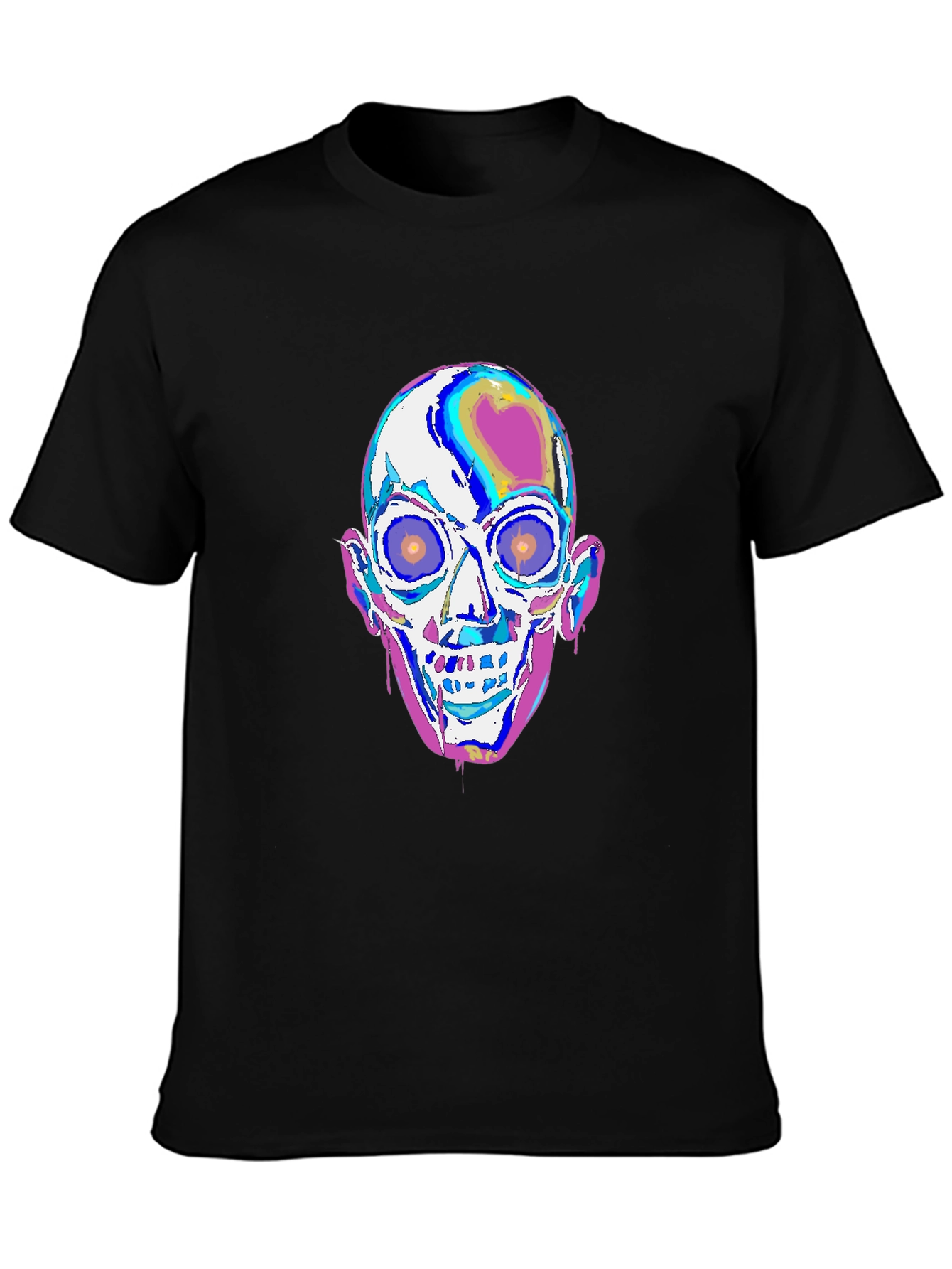 Camiseta Negra con Diseño de Calavera Psicodélica