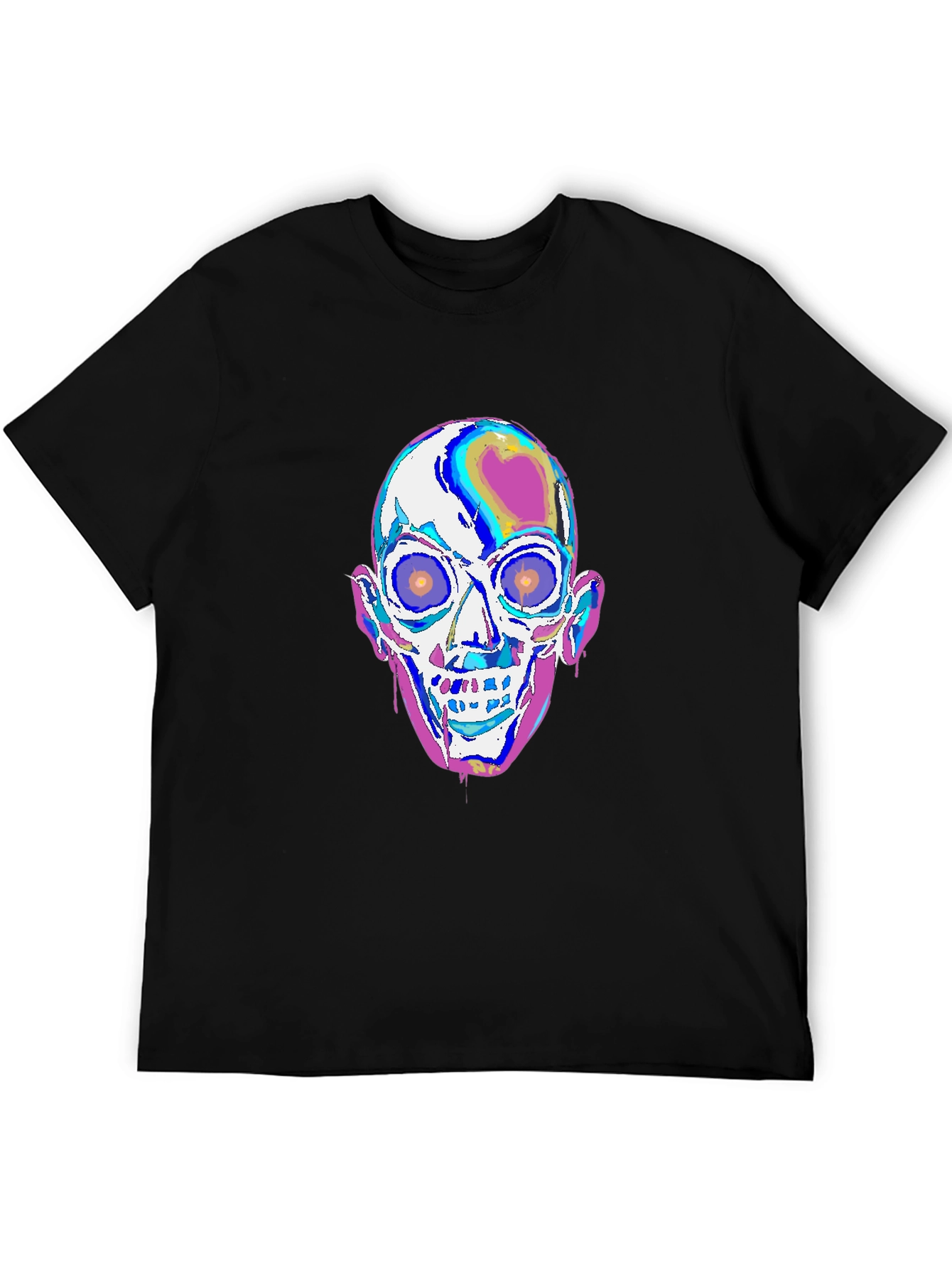 Camiseta Negra con Diseño de Calavera Psicodélica