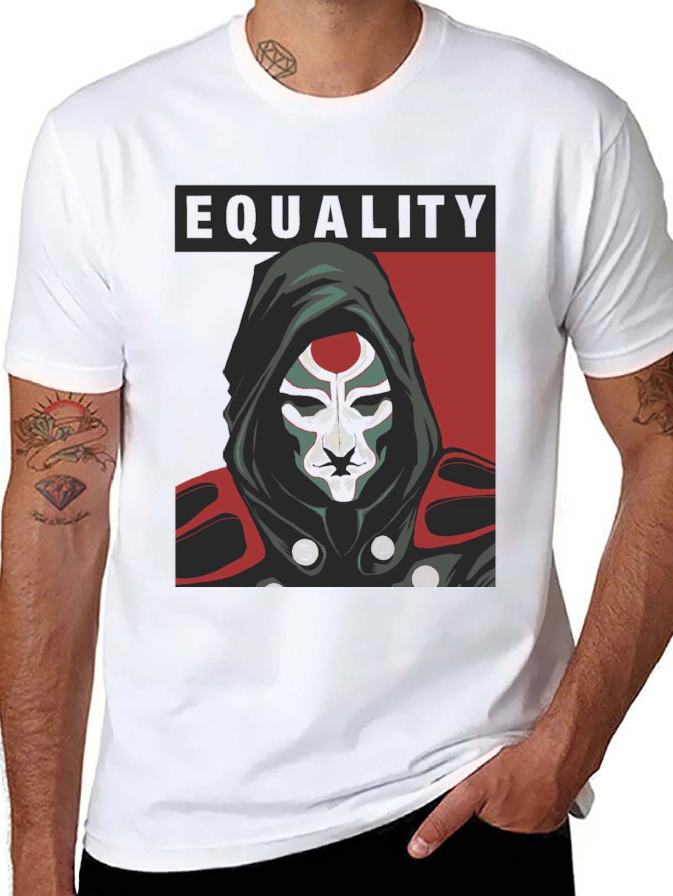 Camiseta Negra Igualdad con Diseño Enigmático