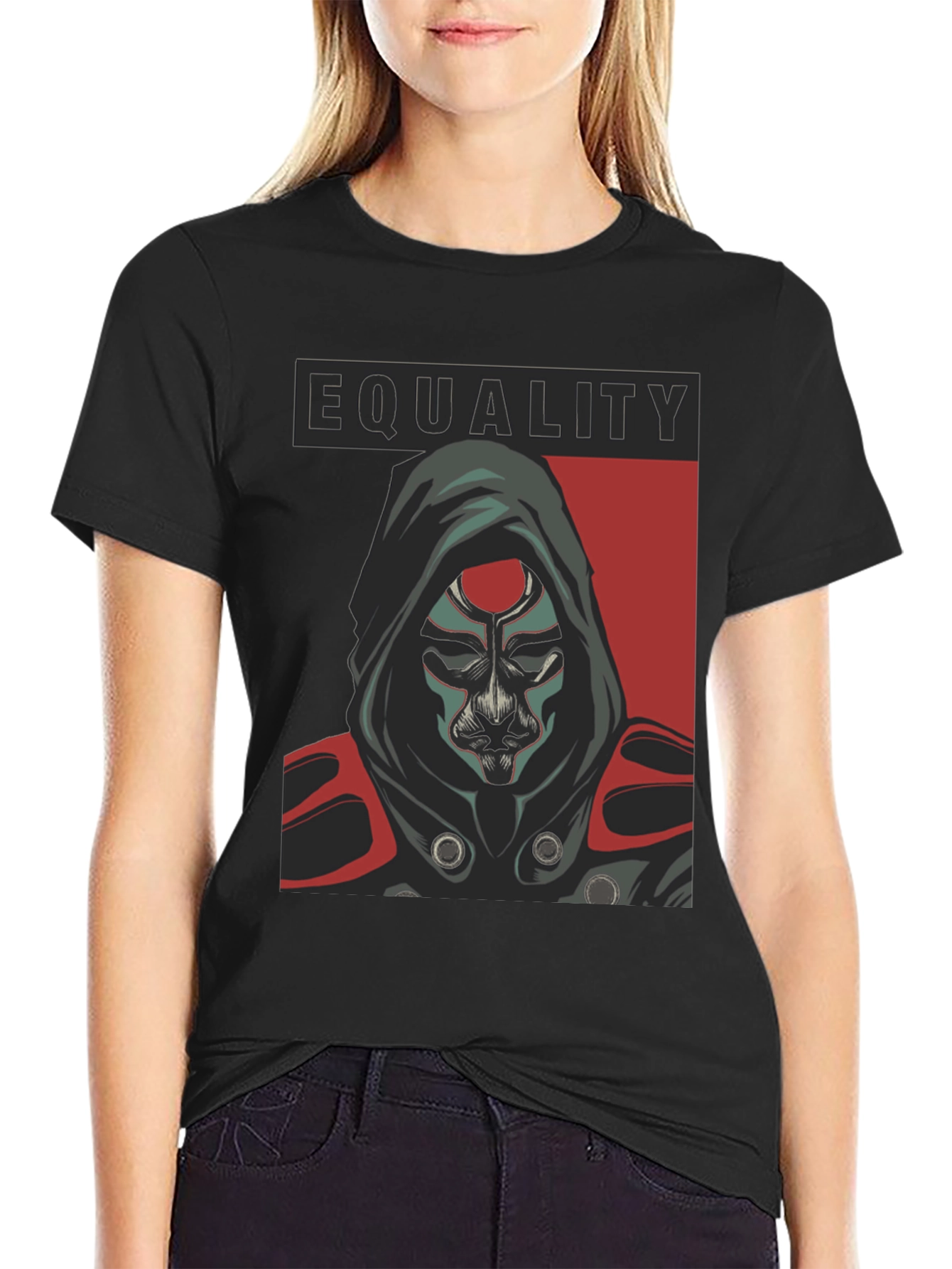 Camiseta Negra Igualdad con Diseño Enigmático