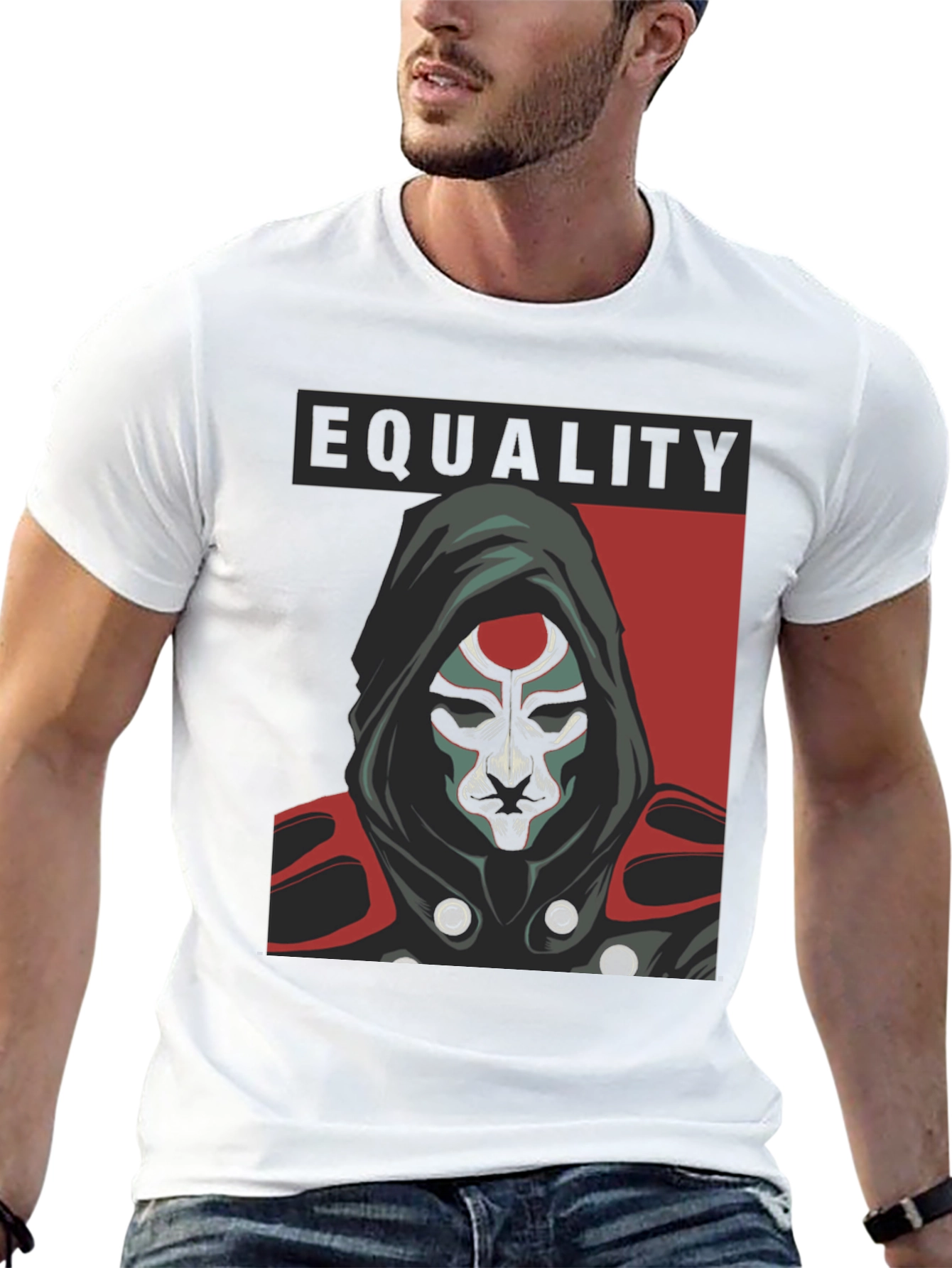 Camiseta Negra Igualdad con Diseño Enigmático