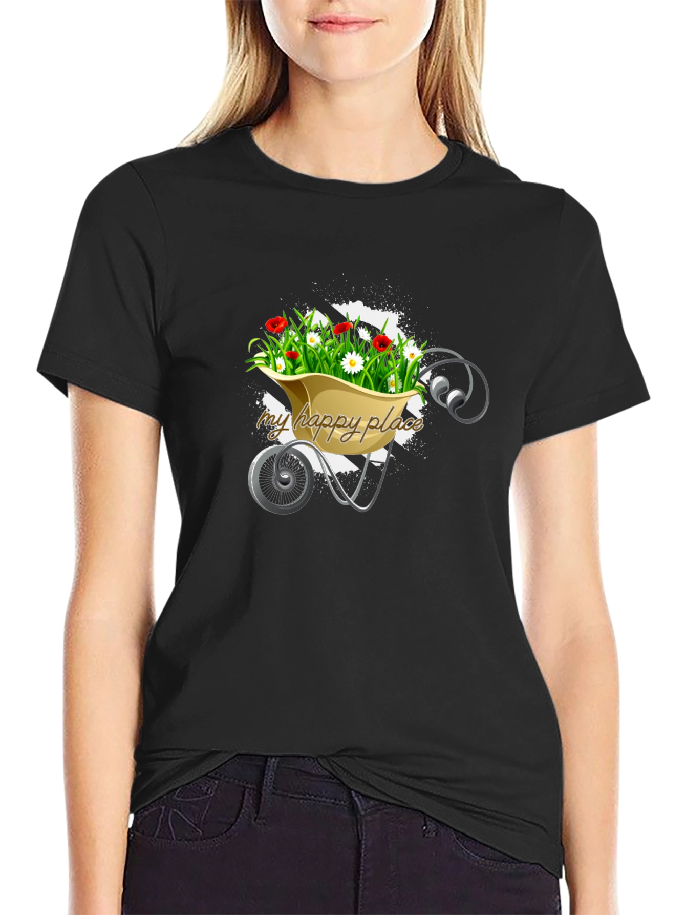 Camiseta Negra Mi Lugar Feliz