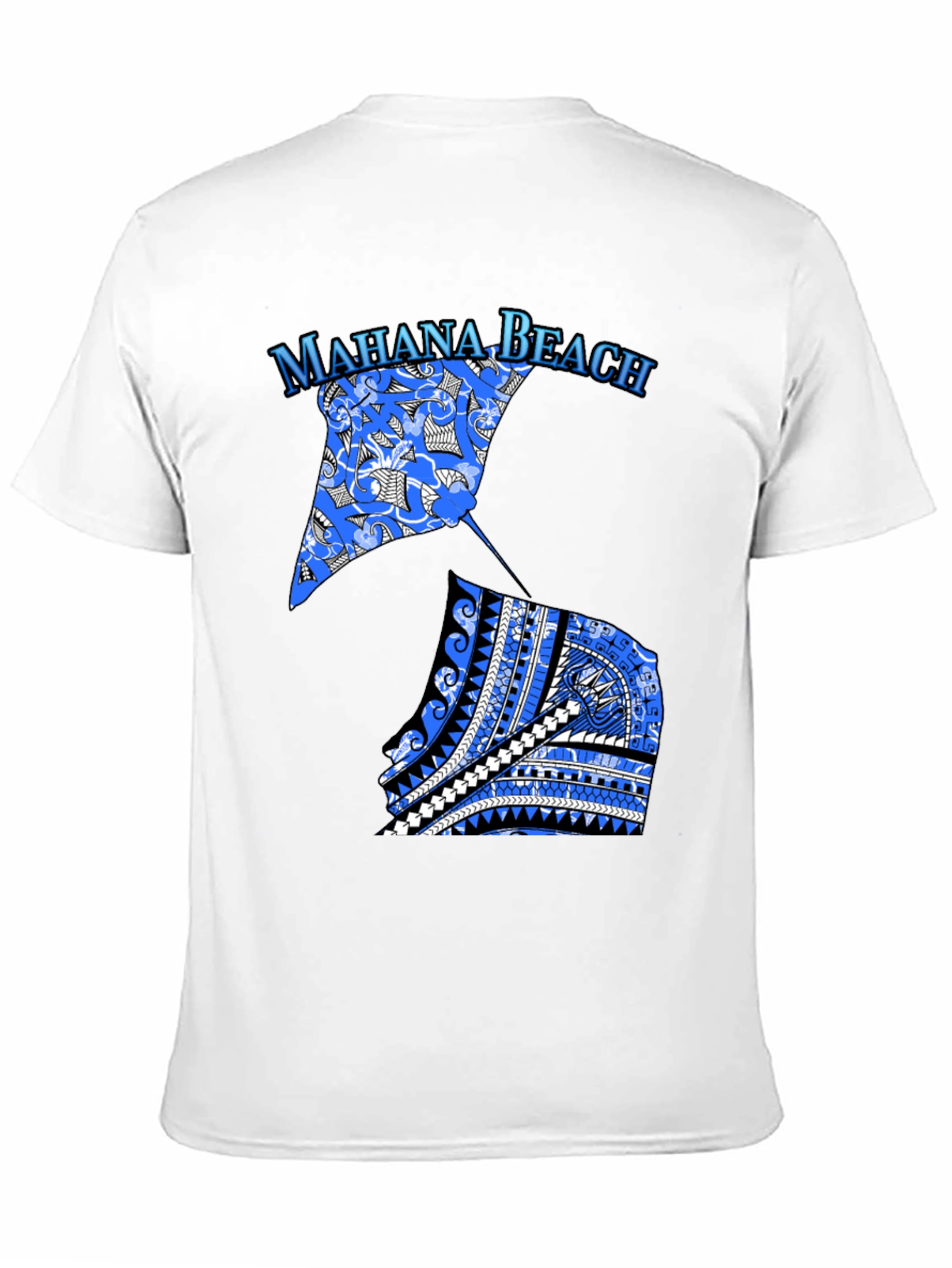 Camiseta Negra Mahana Beach Estampado Azul