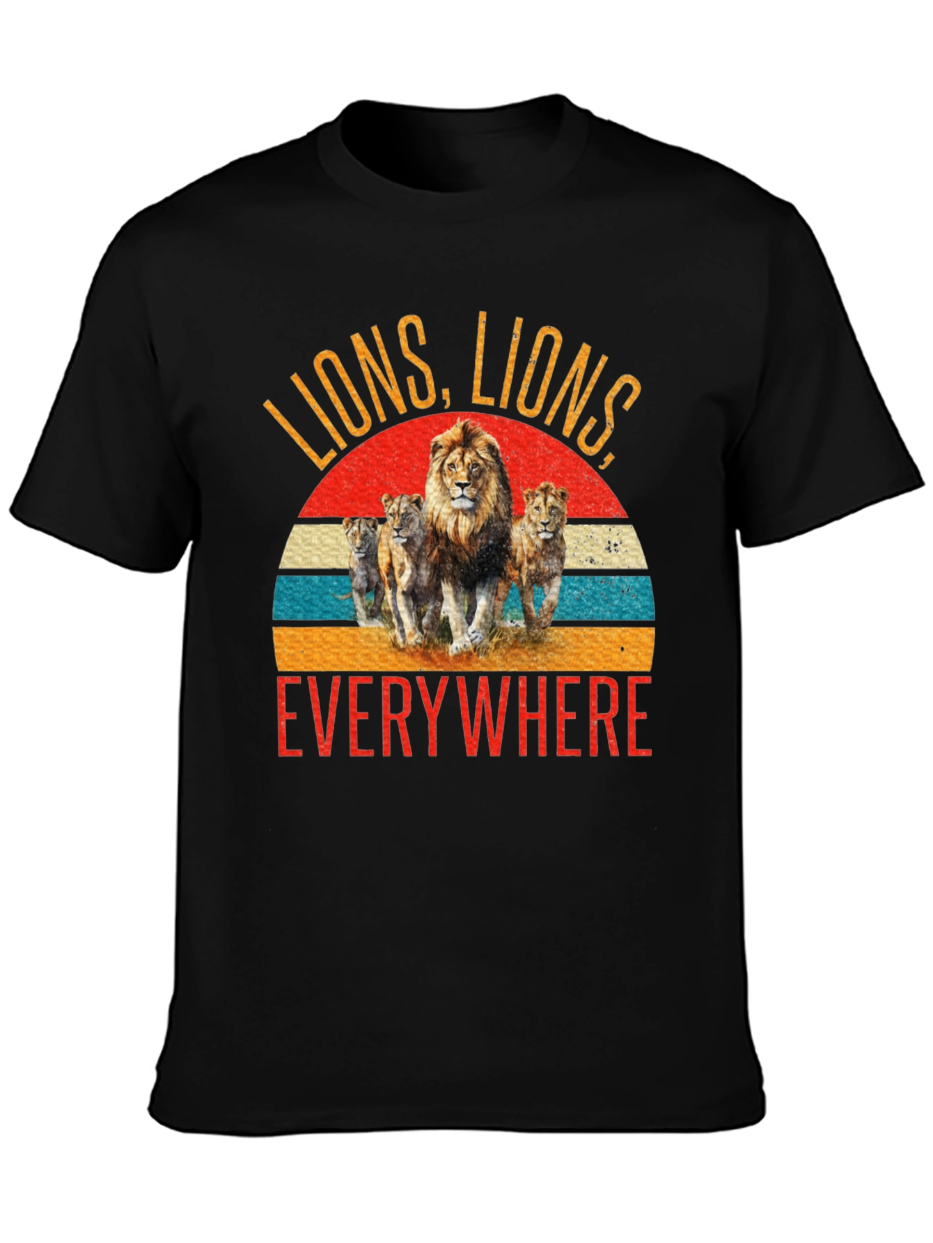 Camiseta Negra con Diseño de Leones