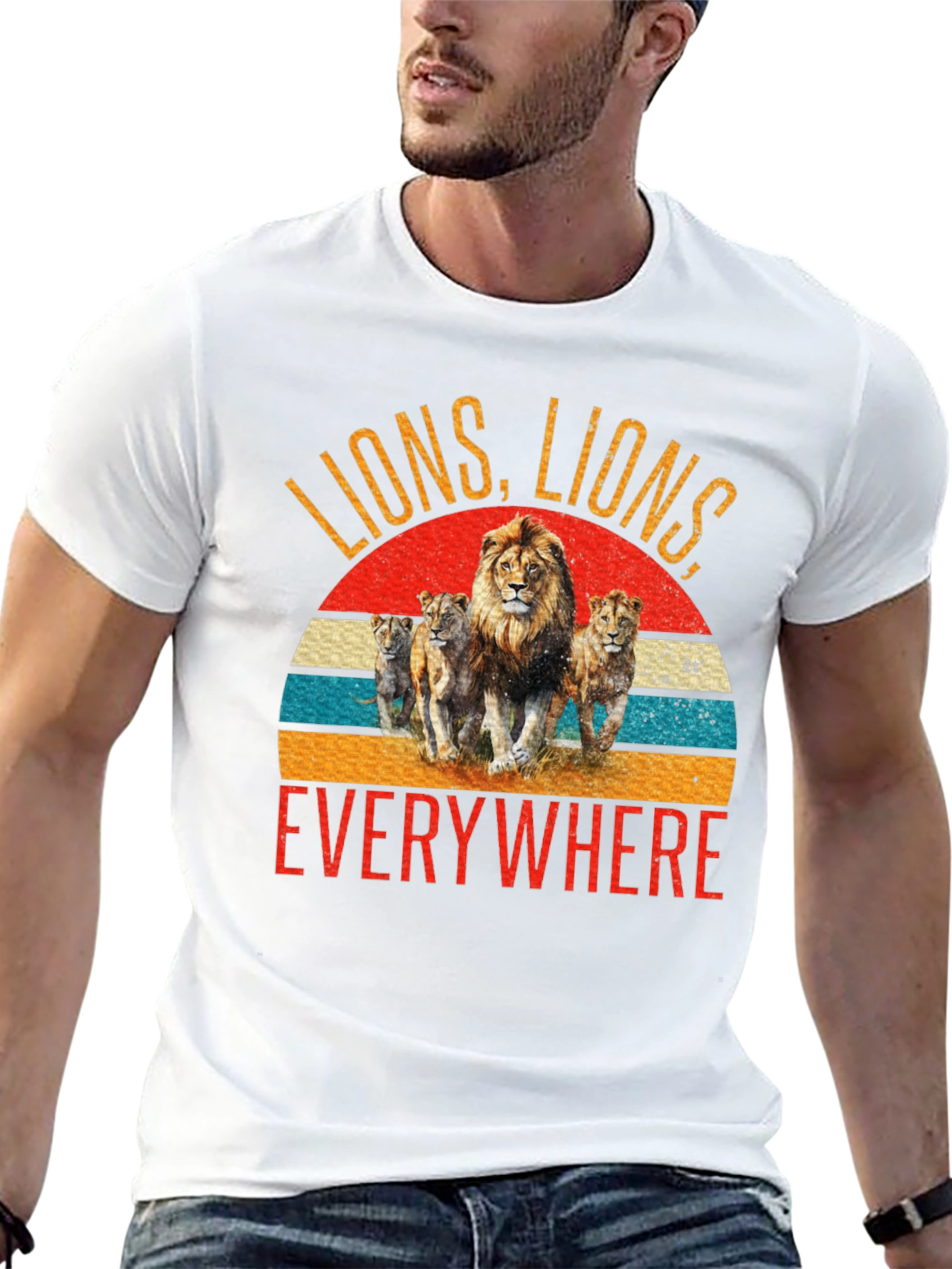 Camiseta Negra con Diseño de Leones