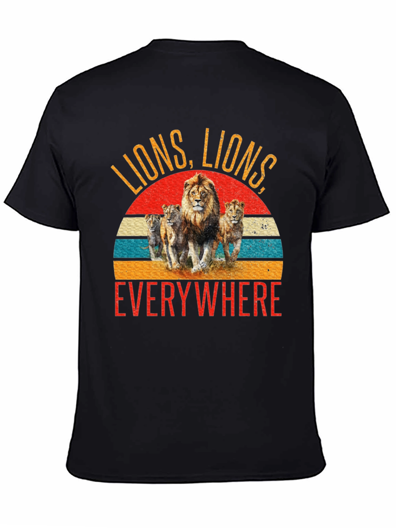 Camiseta Negra con Diseño de Leones