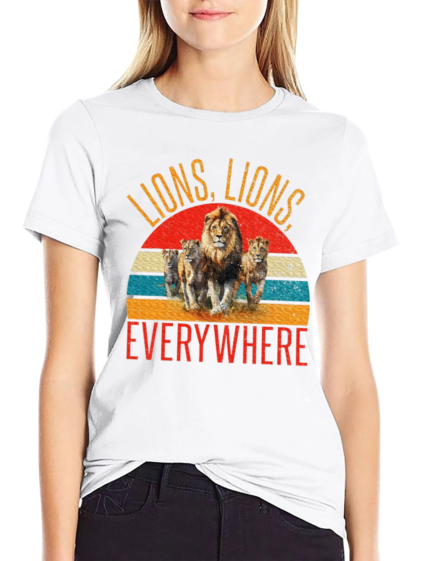 Camiseta Negra con Diseño de Leones