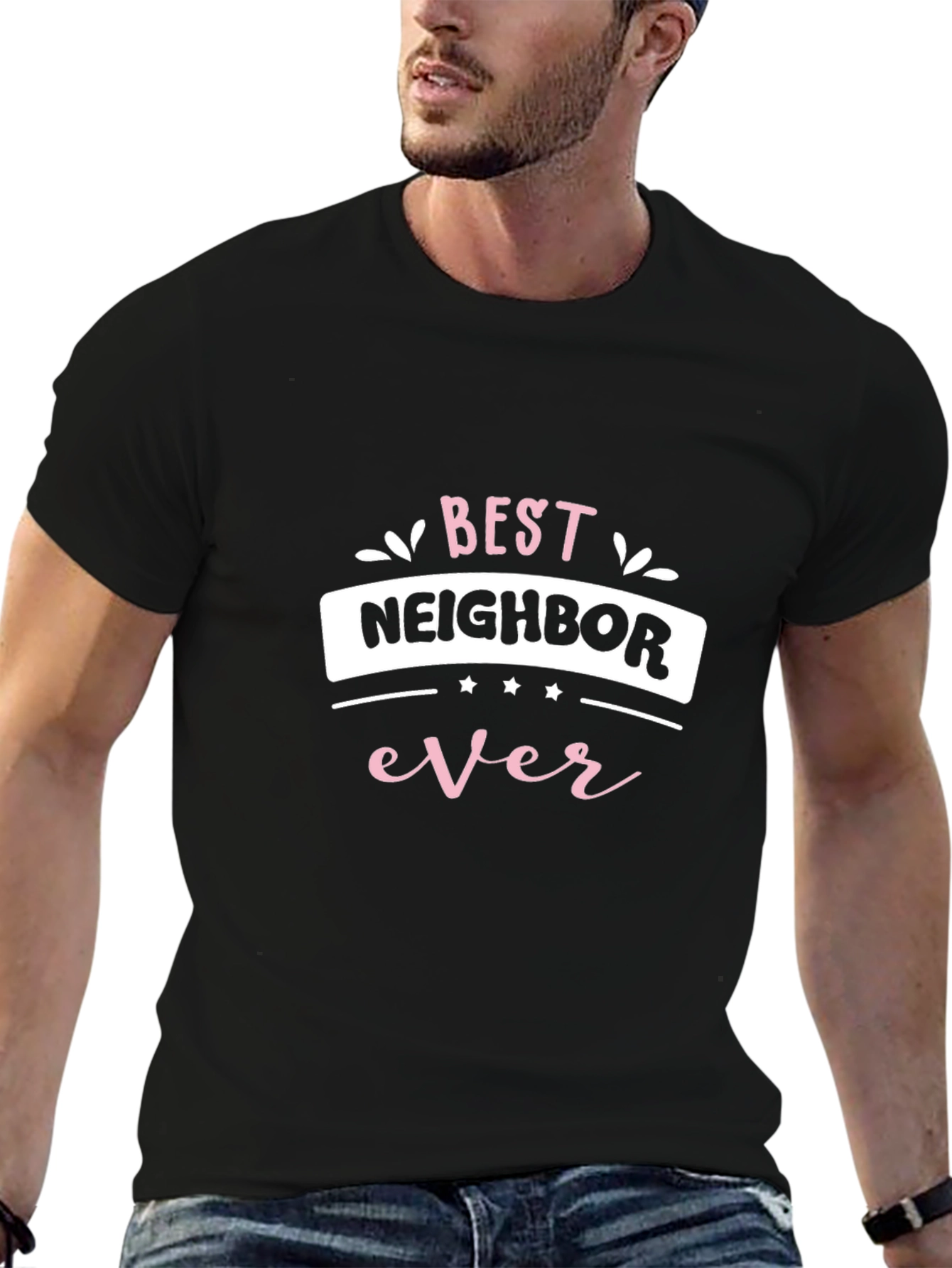 Camiseta Negra Mejor Vecino Ever