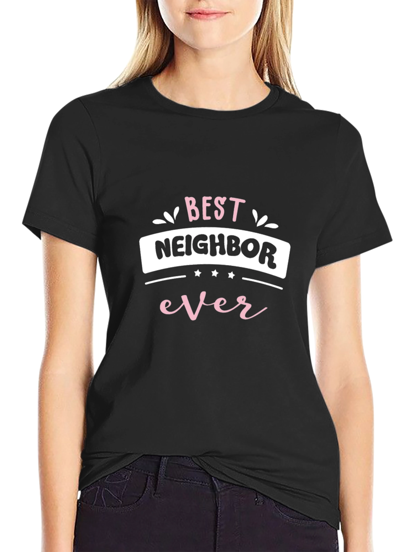 Camiseta Negra Mejor Vecino Ever