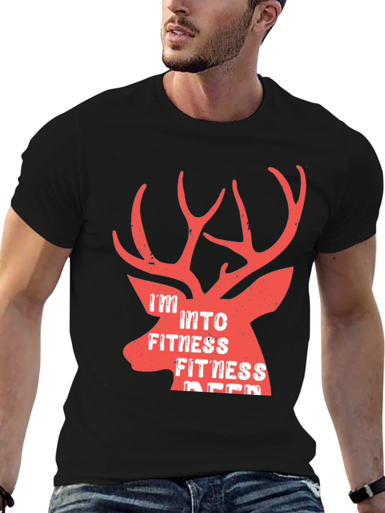 Camiseta Hombre Negra Fitness Deer