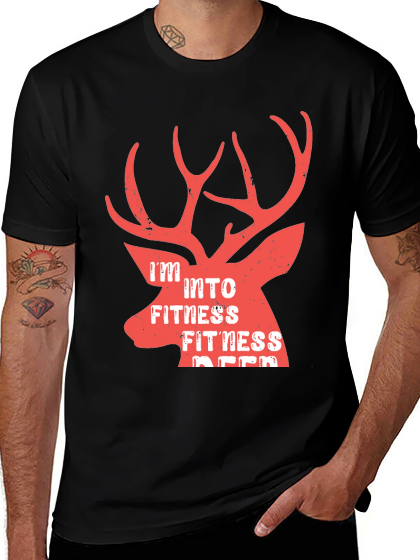 Camiseta Hombre Negra Fitness Deer
