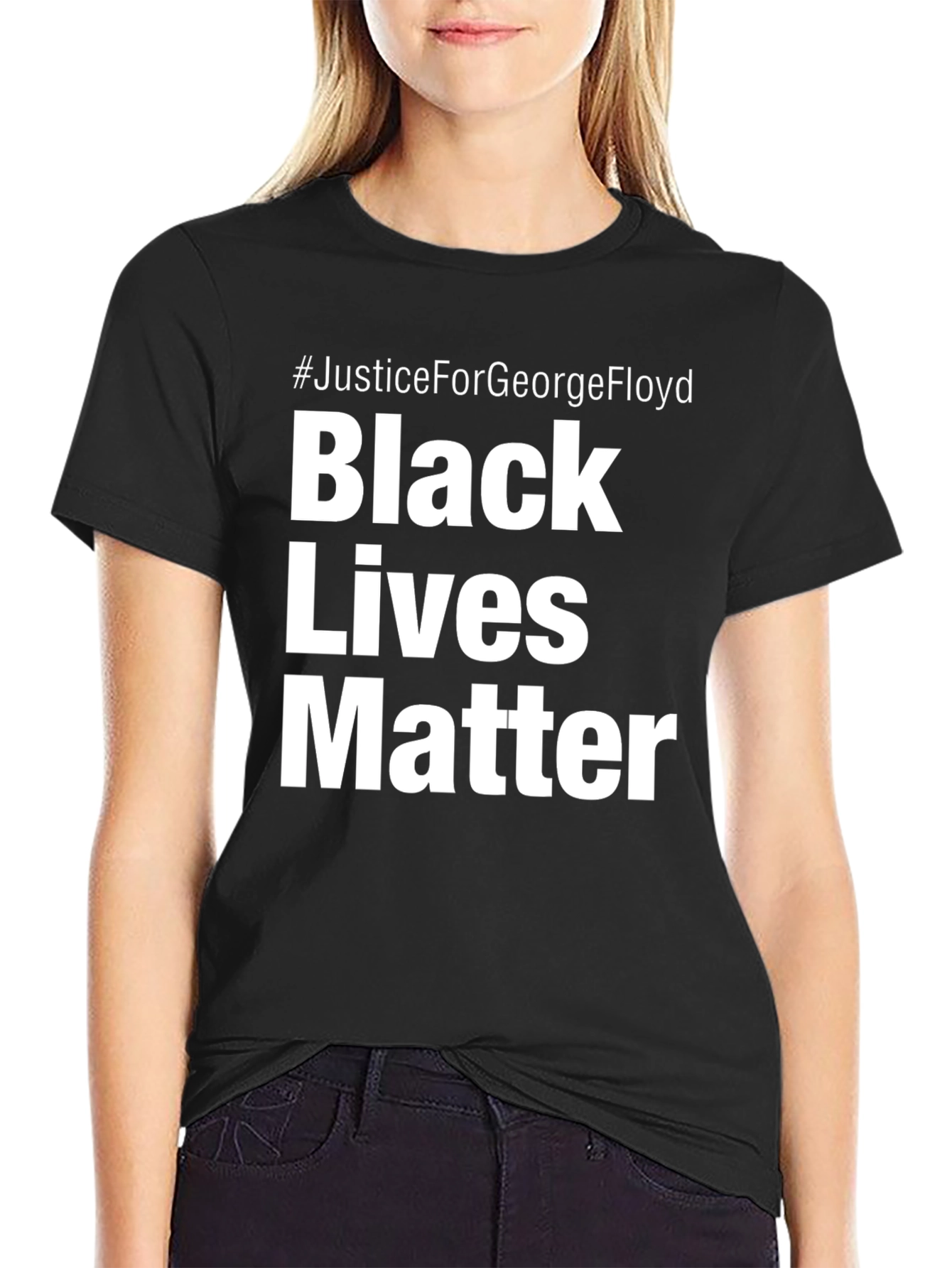 Camiseta Negra #JusticeForGeorgeFloyd Black Lives Matter