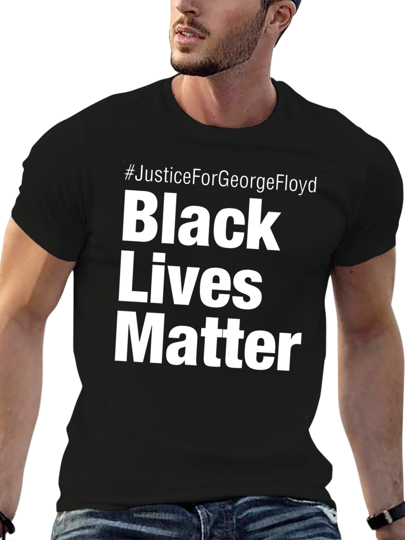 Camiseta Negra #JusticeForGeorgeFloyd Black Lives Matter
