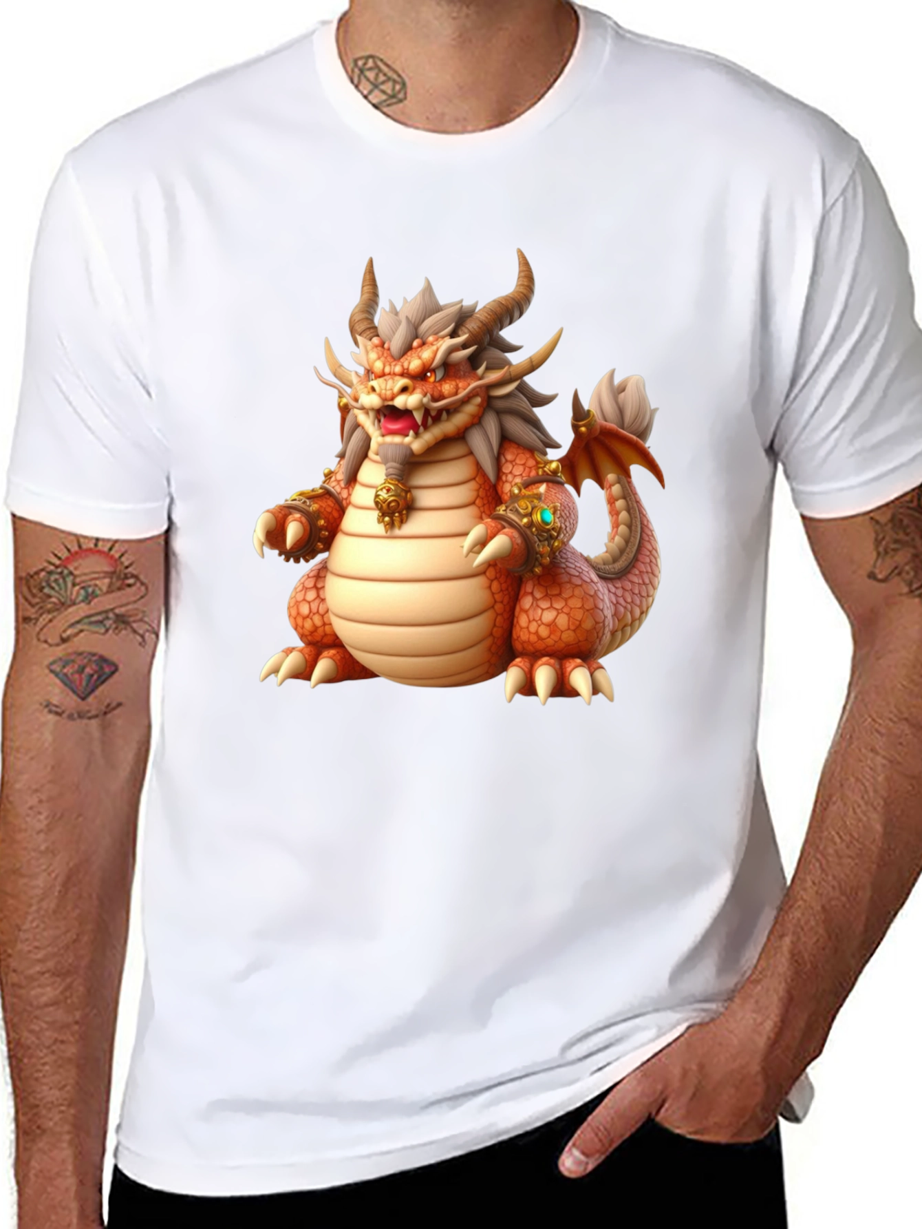 Camiseta Dragón Naranja para Hombre