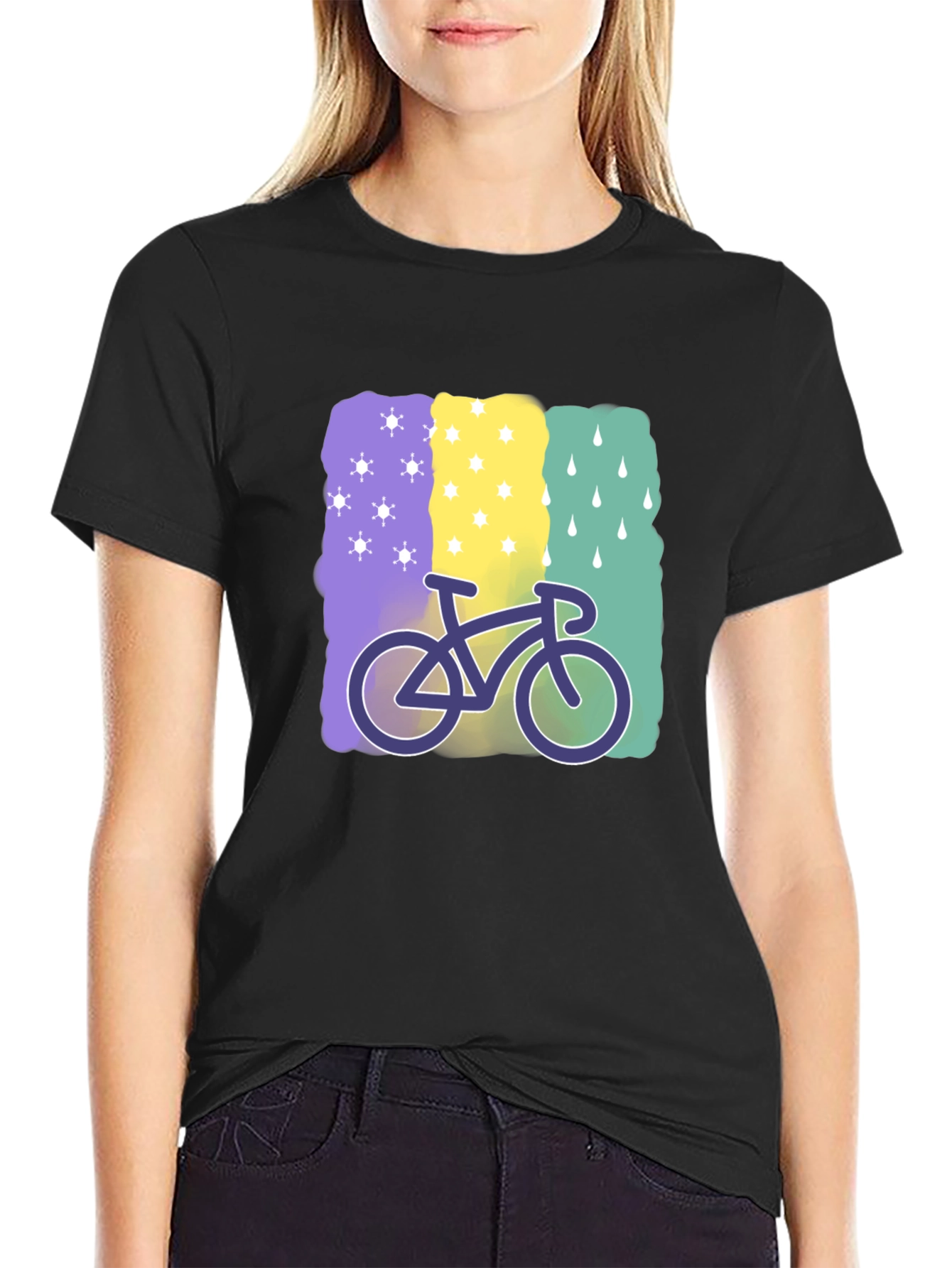 Camiseta Negra con Diseño de Bicicleta Climática