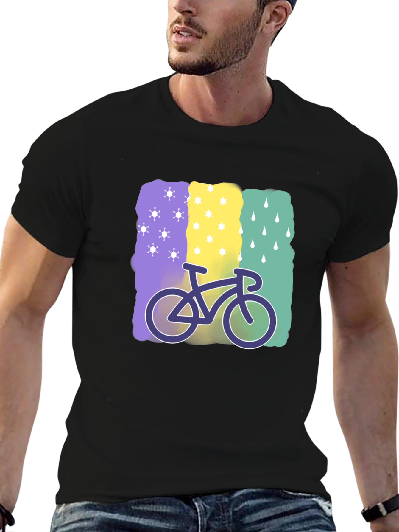 Camiseta Negra con Diseño de Bicicleta Climática