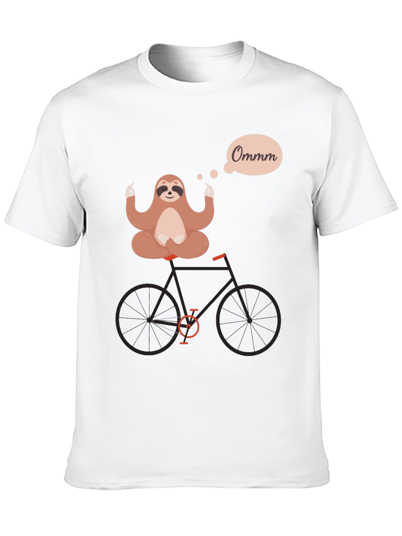 Camiseta Negra con Diseño de Perezoso Meditando en Bici