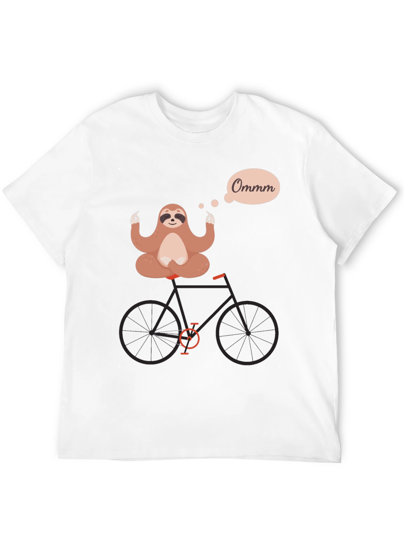 Camiseta Negra con Diseño de Perezoso Meditando en Bici
