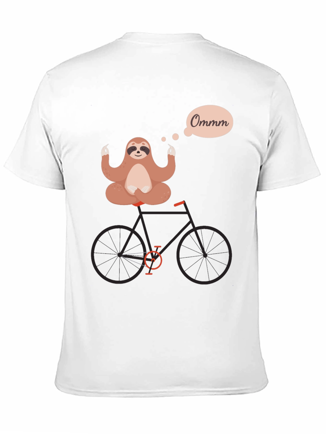 Camiseta Negra con Diseño de Perezoso Meditando en Bici