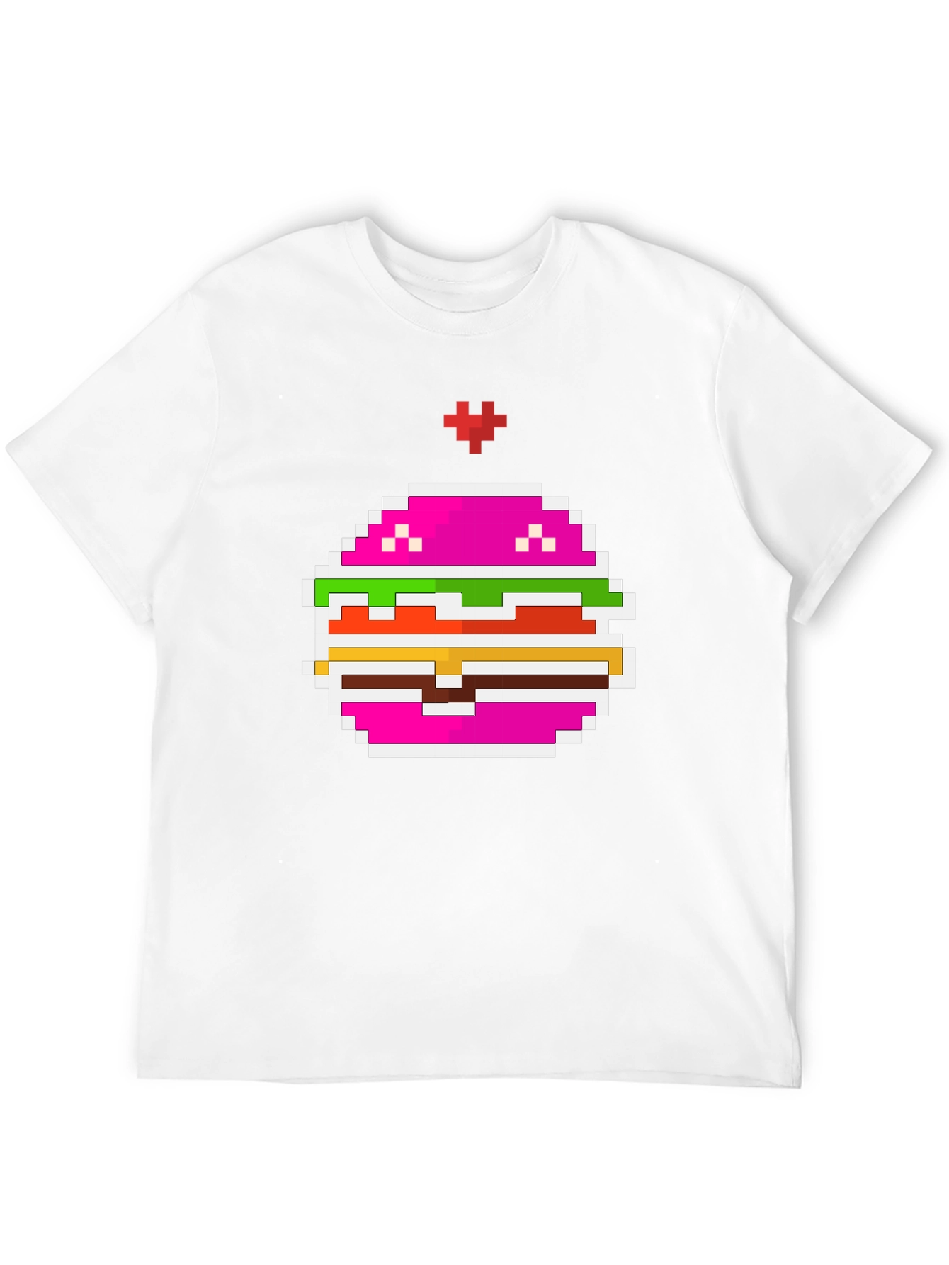 Camiseta Negra con Diseño de Hamburguesa Pixelada