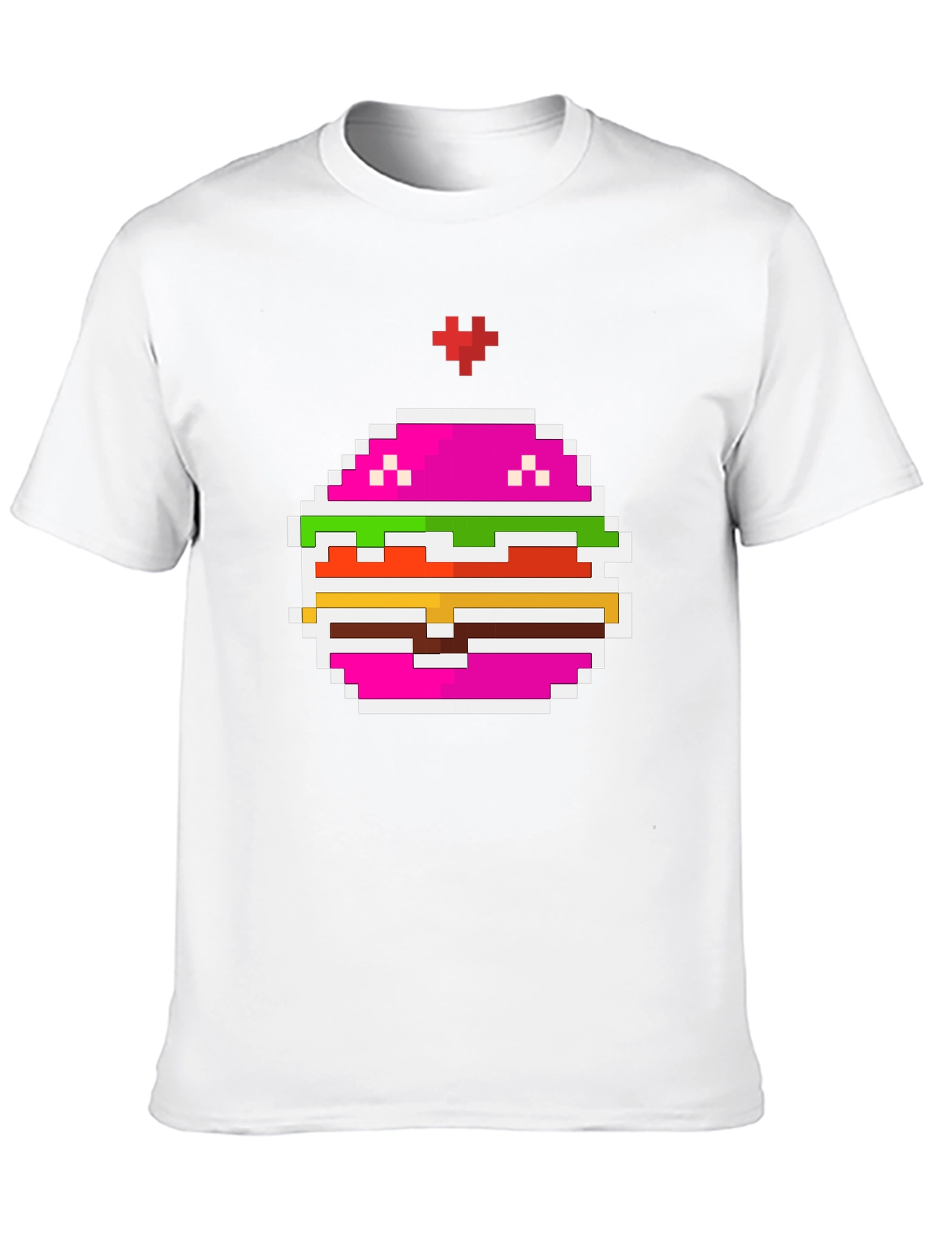 Camiseta Negra con Diseño de Hamburguesa Pixelada