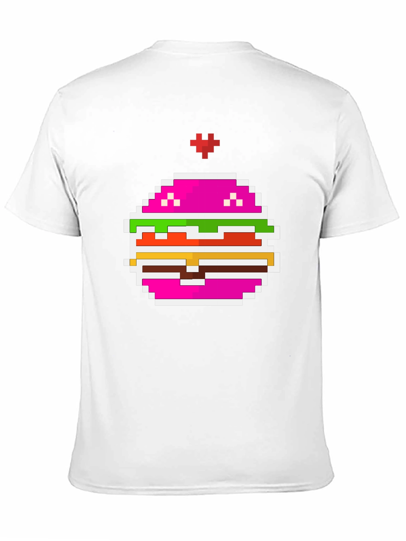 Camiseta Negra con Diseño de Hamburguesa Pixelada