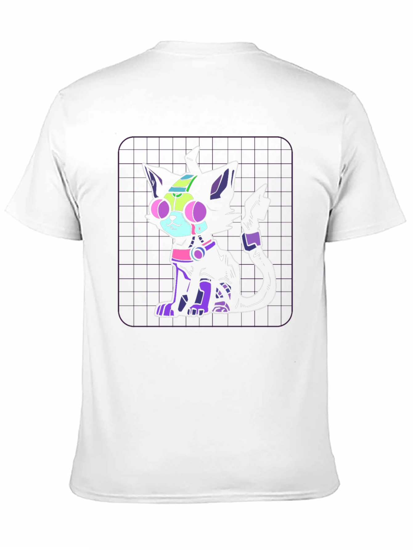 Camiseta Negra con Diseño de Gato Cibernético