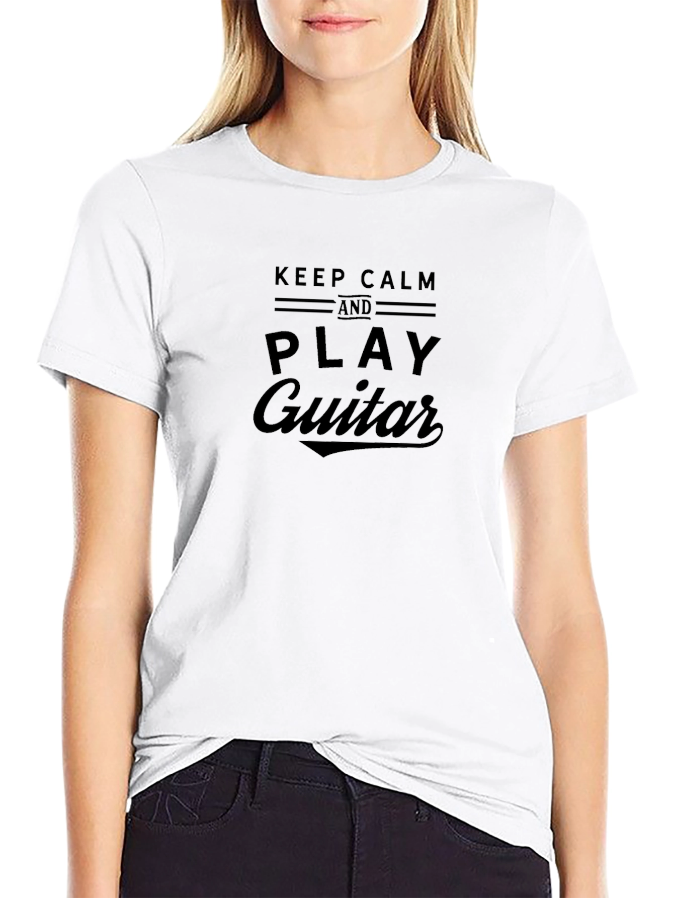Camiseta Negra Hombre Keep Calm and Play Guitar