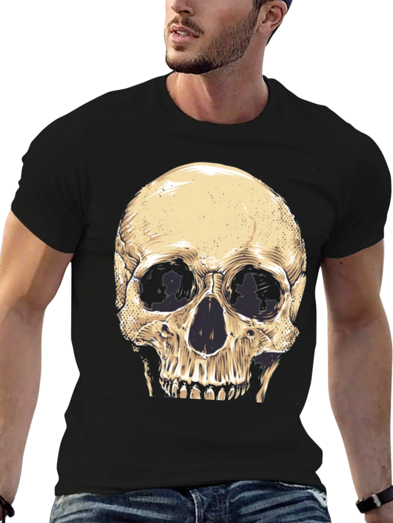 Camiseta Negra con Diseño de Calavera