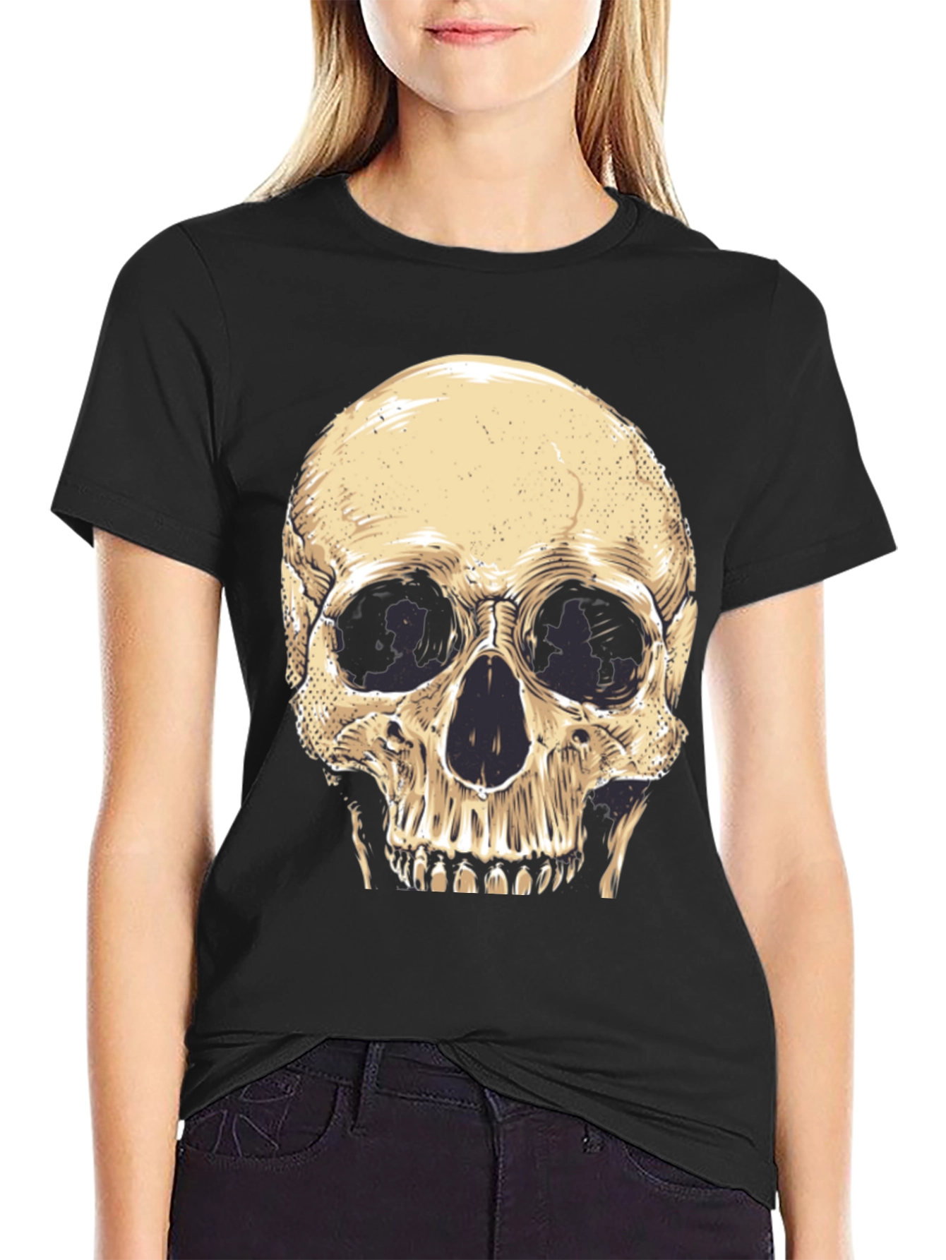 Camiseta Negra con Diseño de Calavera