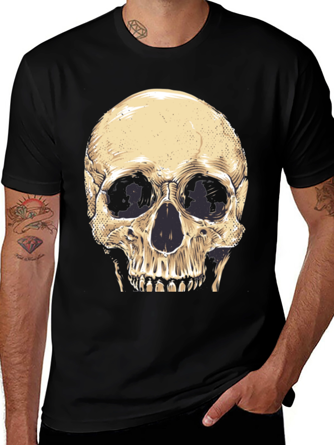 Camiseta Negra con Diseño de Calavera