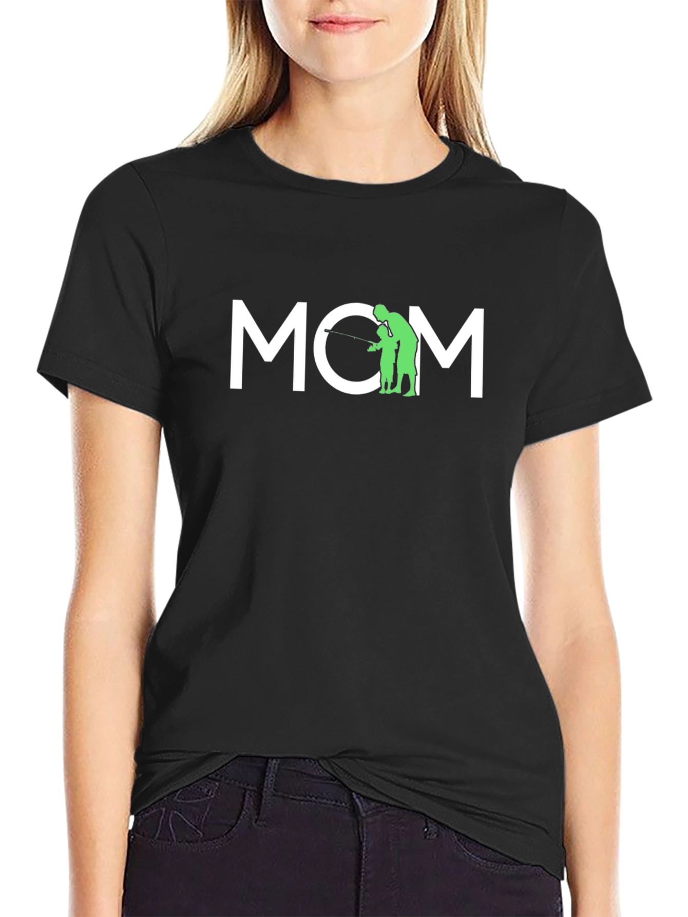 Camiseta Negra MOM - Regalo para Mamá Pescadora