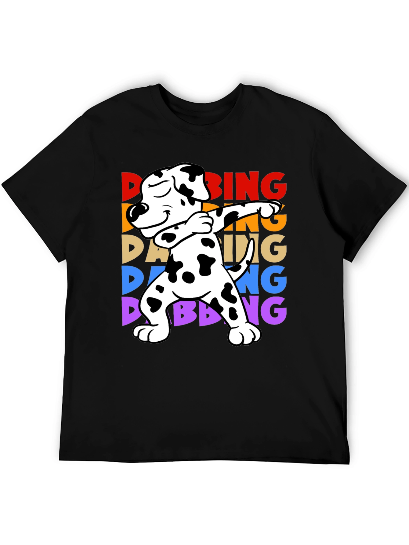 Camiseta Negra con Diseño de Perro Dálmata Dab