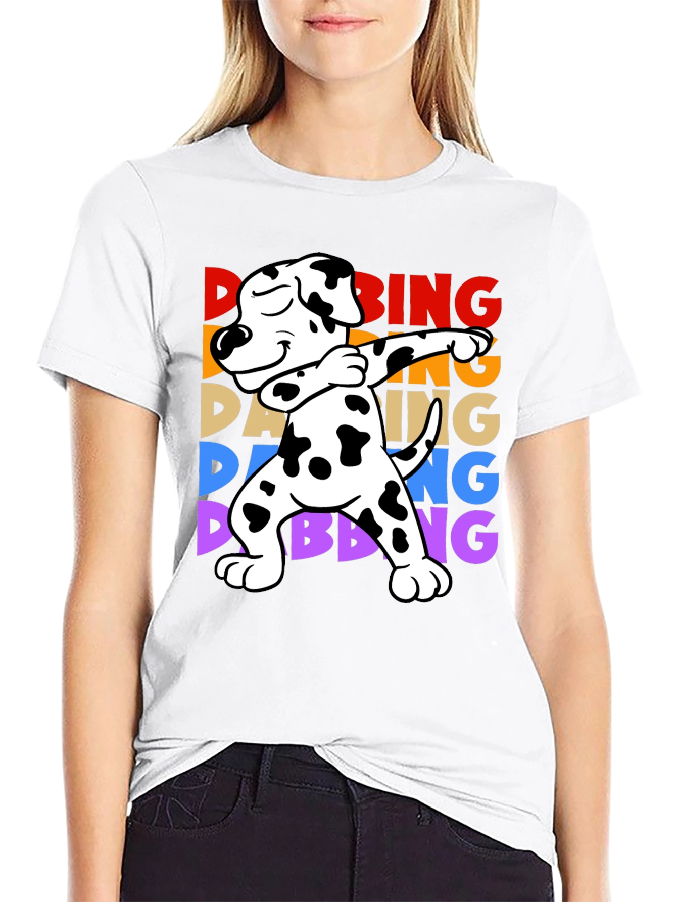 Camiseta Negra con Diseño de Perro Dálmata Dab
