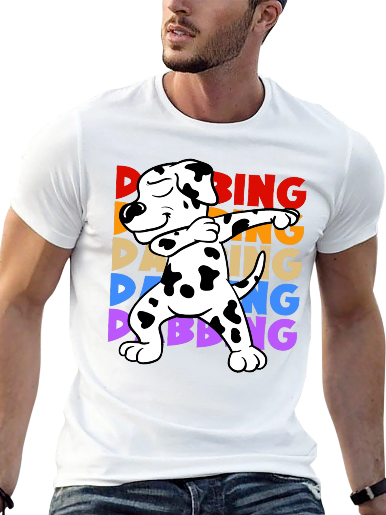 Camiseta Negra con Diseño de Perro Dálmata Dab