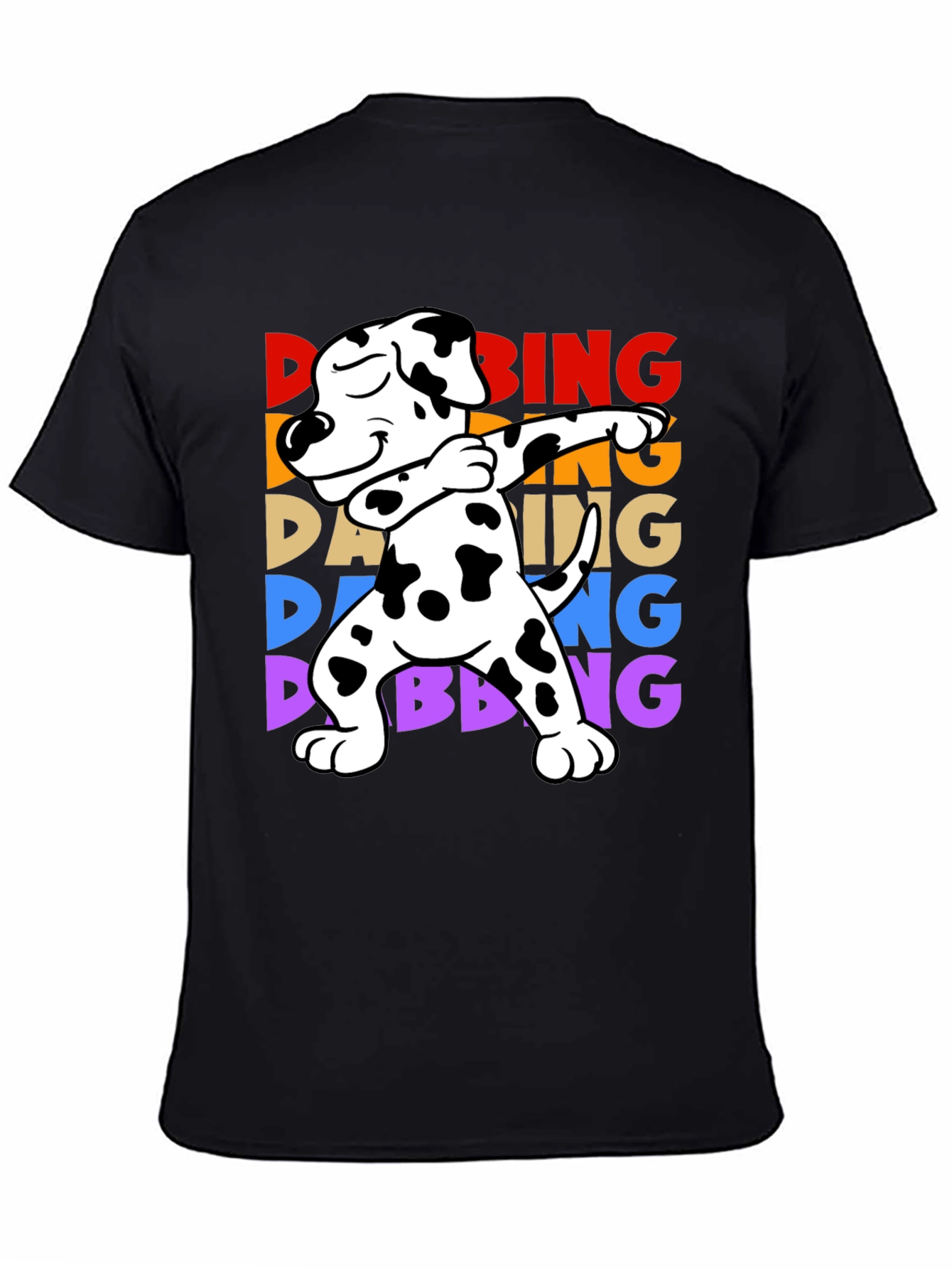 Camiseta Negra con Diseño de Perro Dálmata Dab