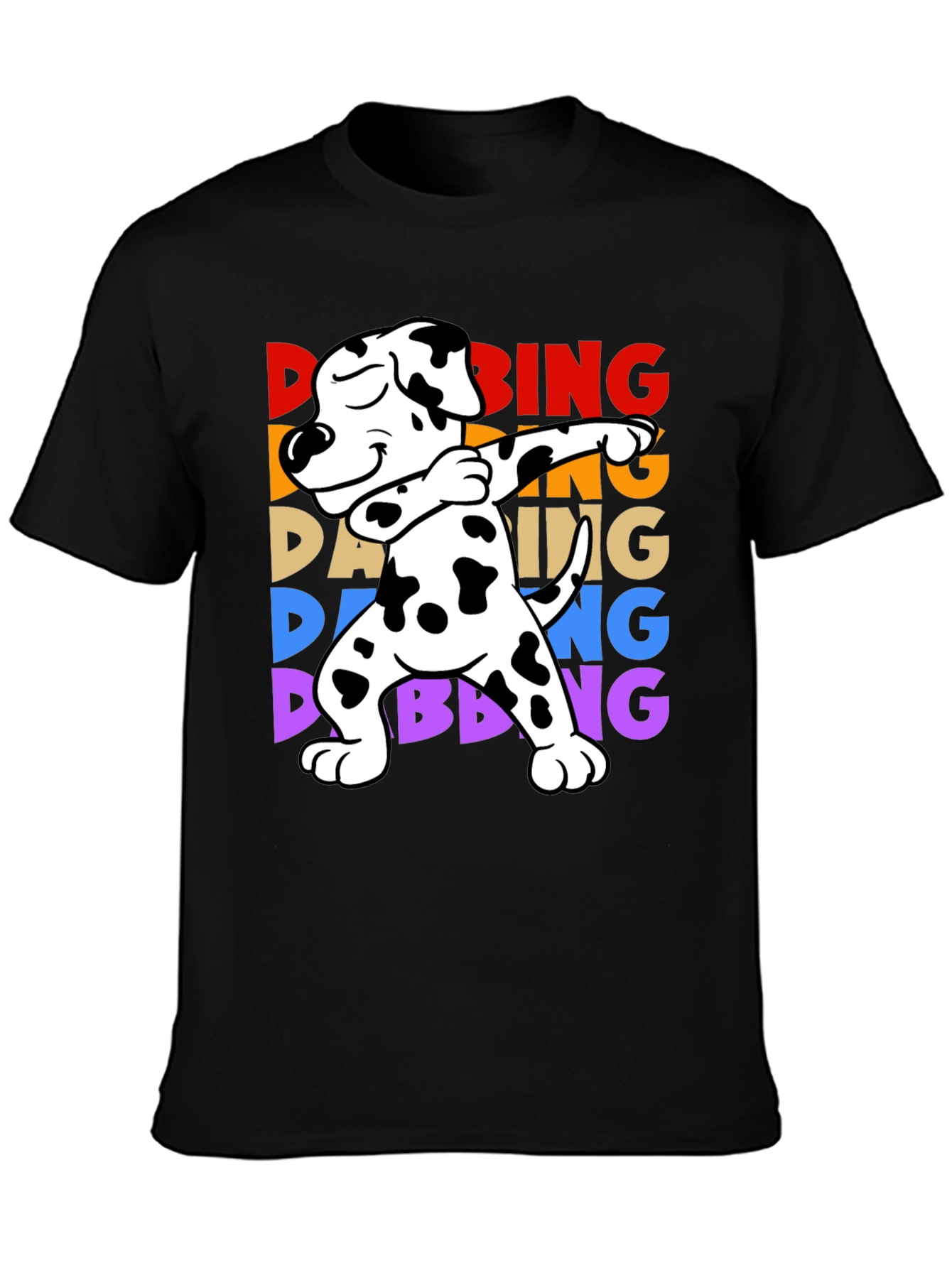 Camiseta Negra con Diseño de Perro Dálmata Dab