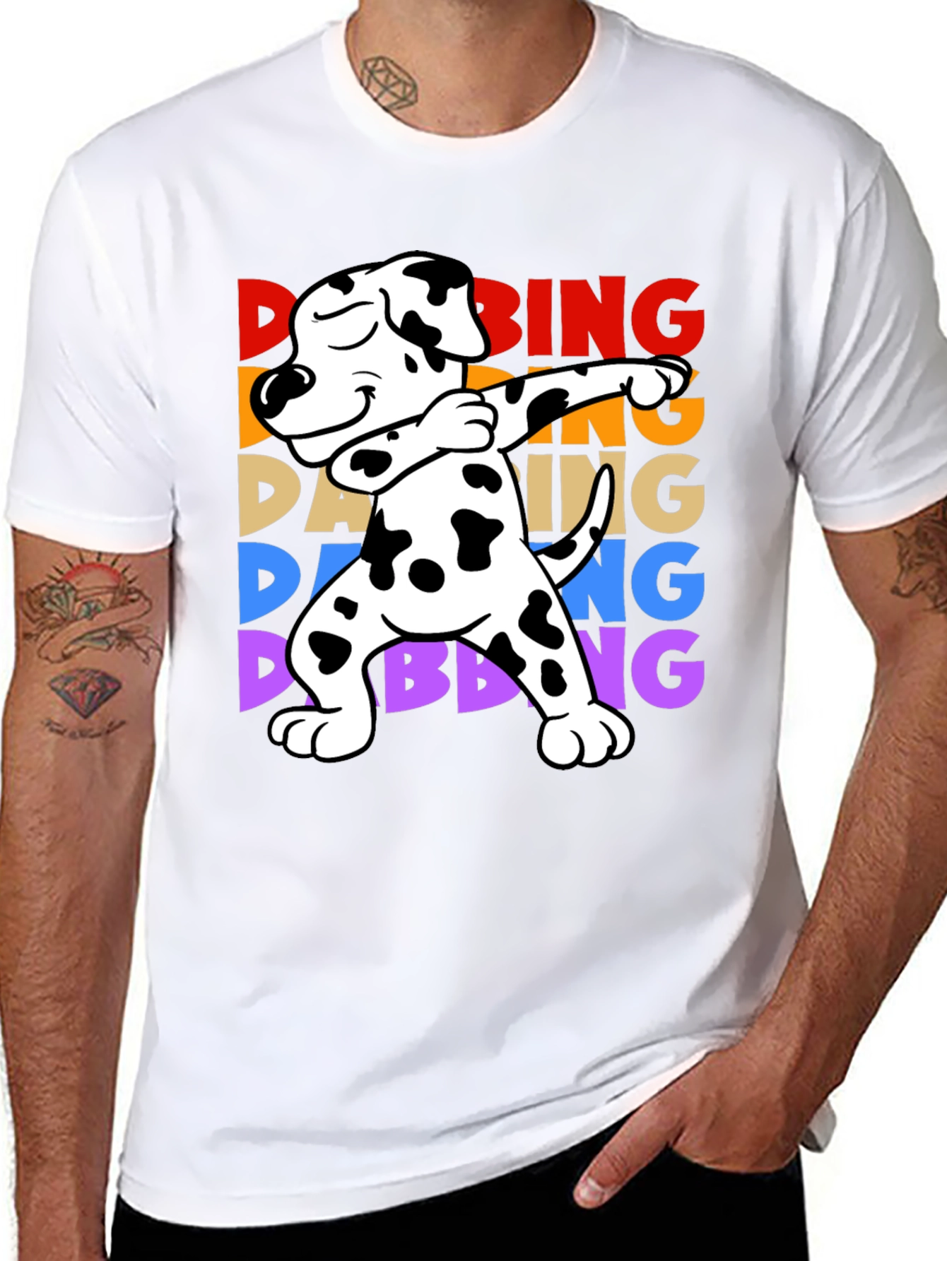 Camiseta Negra con Diseño de Perro Dálmata Dab