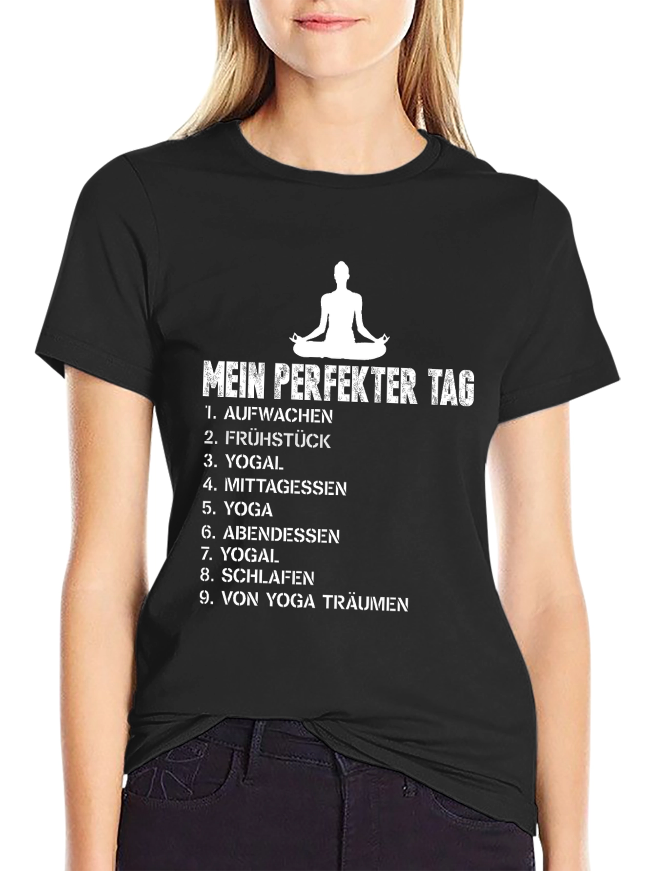 Camiseta Negra Mi Día Perfecto de Yoga