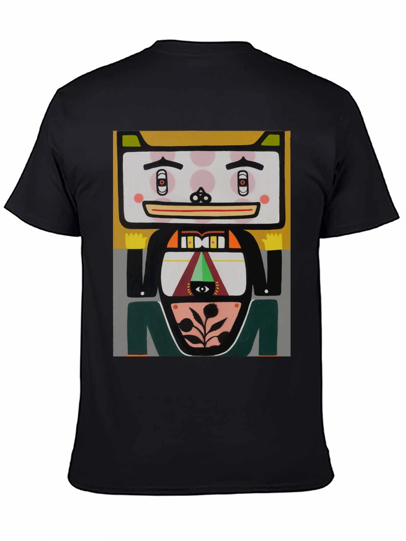 Camiseta Negra con Diseño Artístico Abstracto