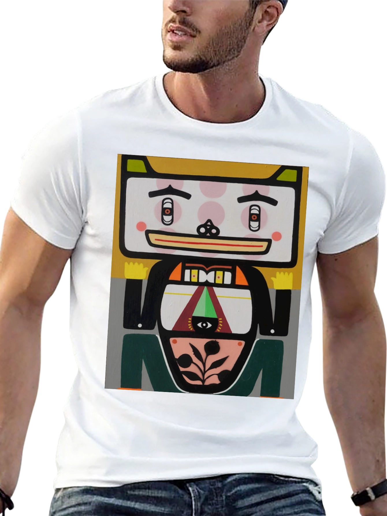 Camiseta Negra con Diseño Artístico Abstracto