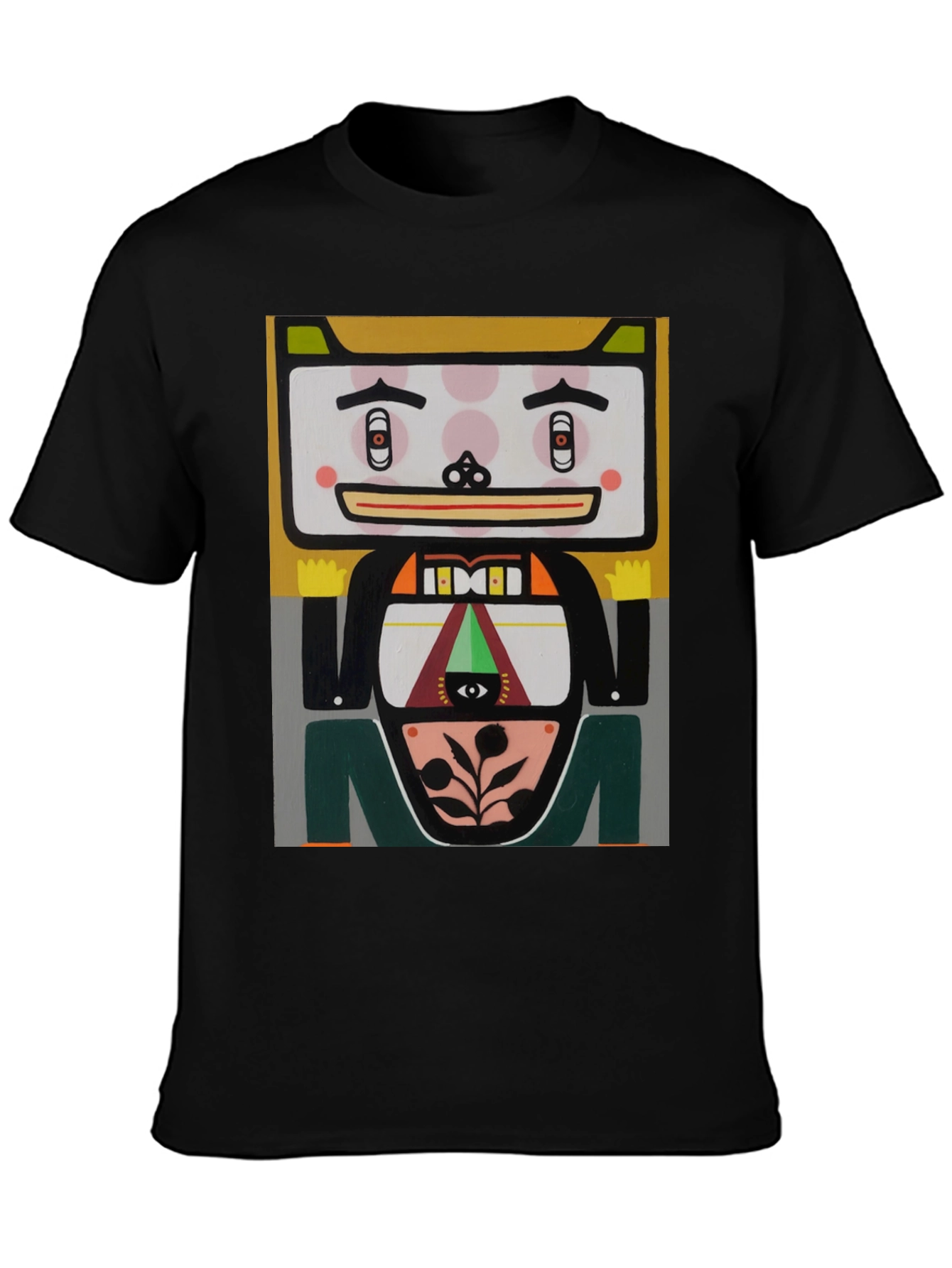 Camiseta Negra con Diseño Artístico Abstracto