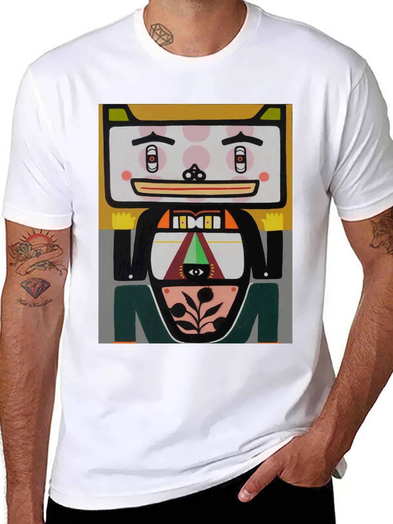 Camiseta Negra con Diseño Artístico Abstracto