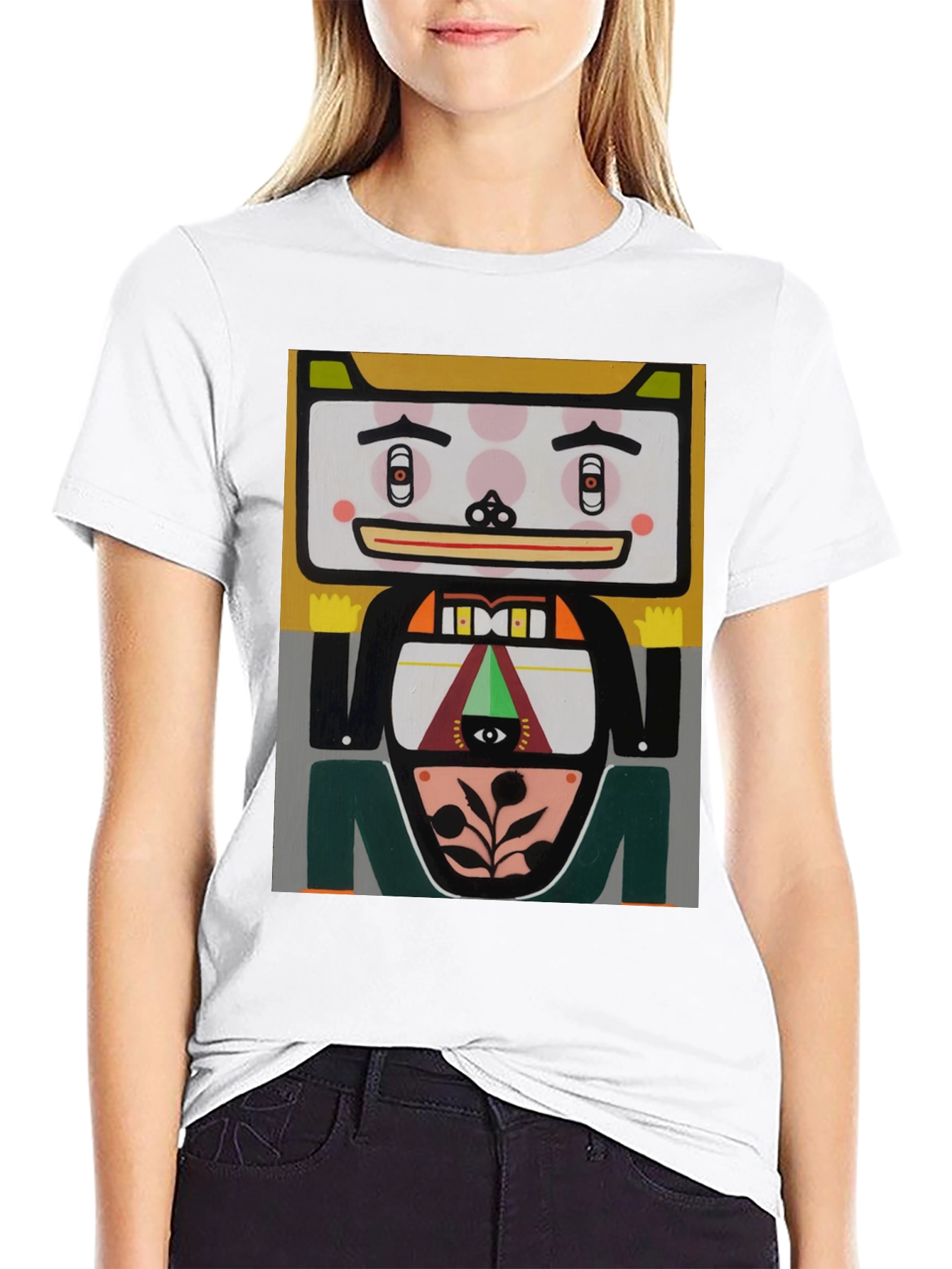 Camiseta Negra con Diseño Artístico Abstracto