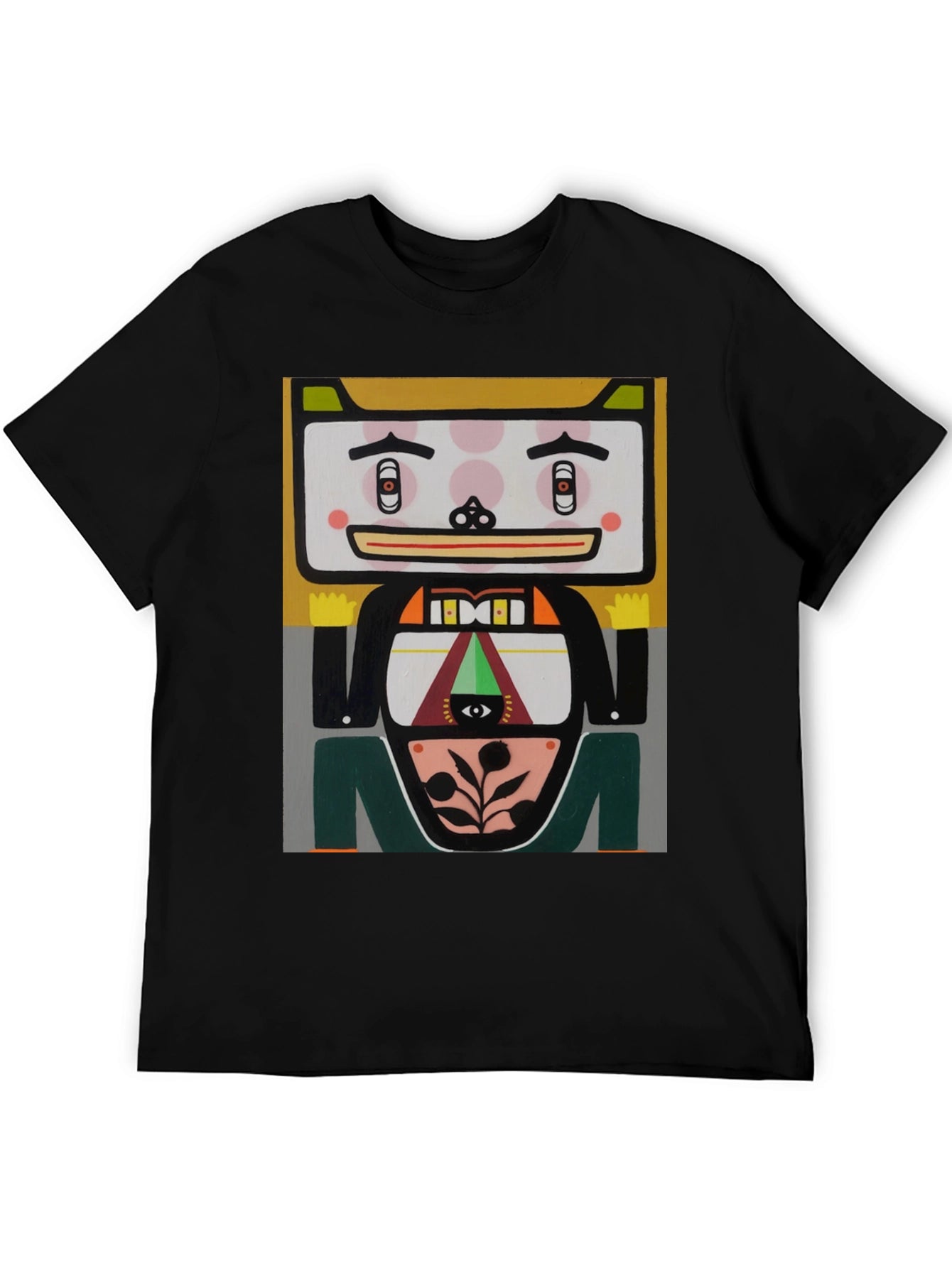 Camiseta Negra con Diseño Artístico Abstracto