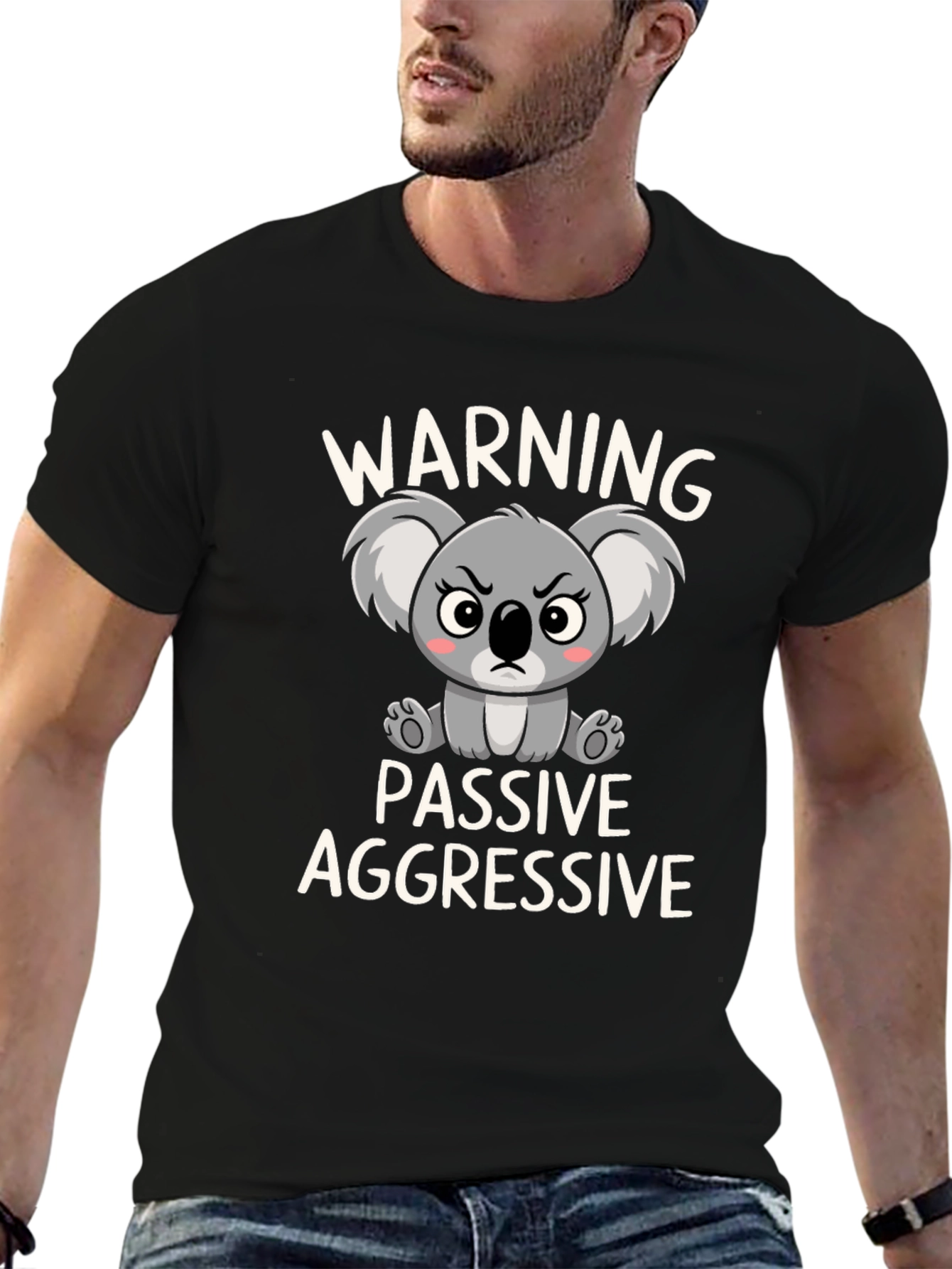 Camiseta Negra Koala Pasivo Agresivo